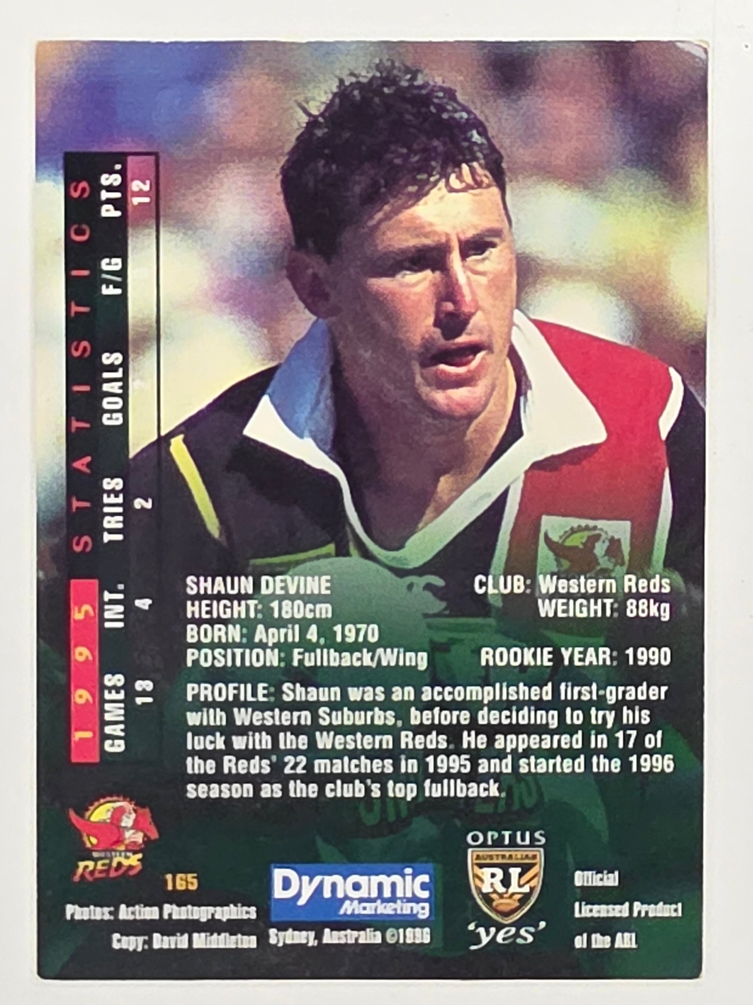 NRL 1996 Dynamic Series 2 Base Card #165 Shaun Devine Western Reds