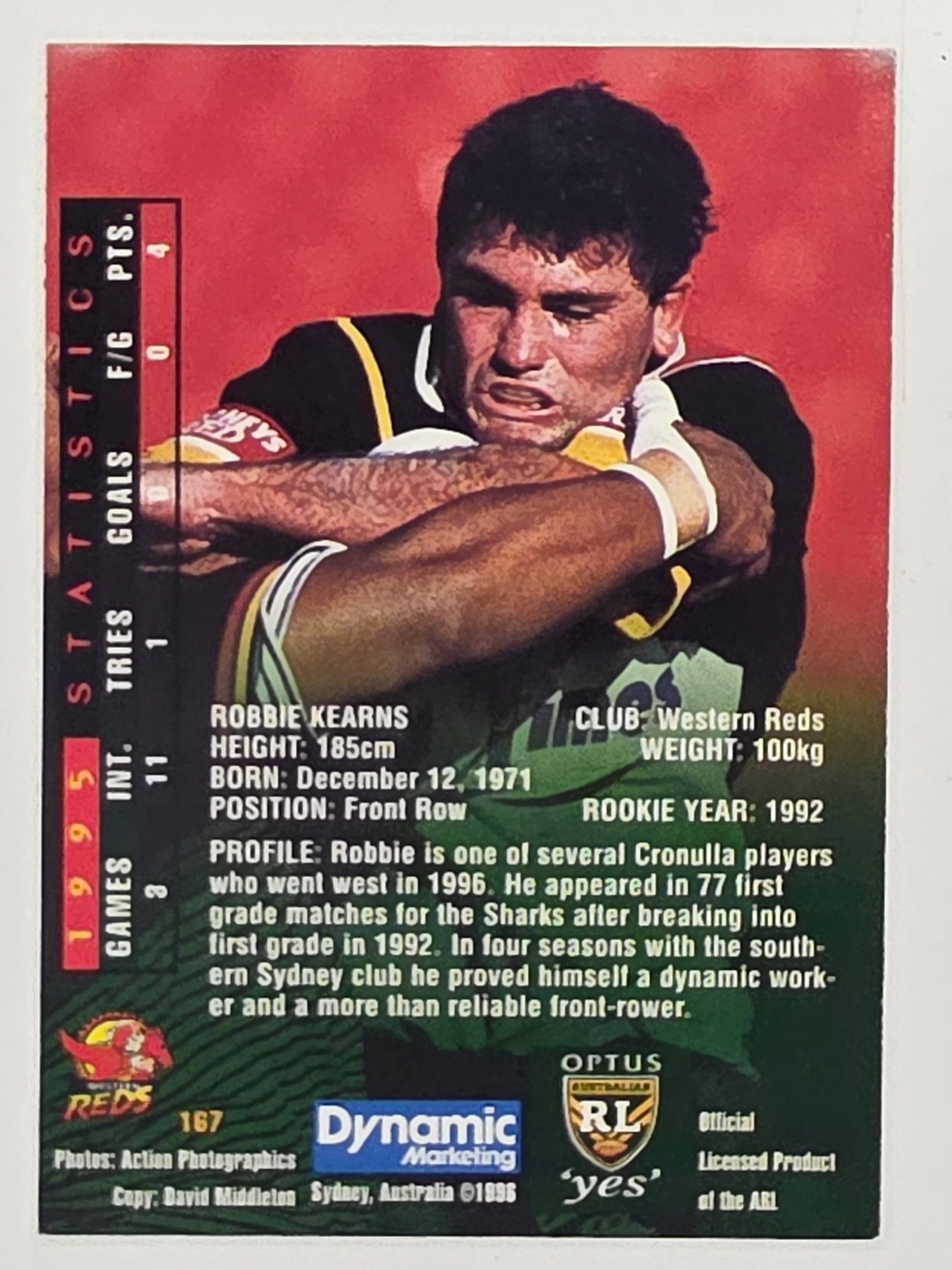 NRL 1996 Dynamic Series 2 Base Card #167 Robbie Kearns Western Reds