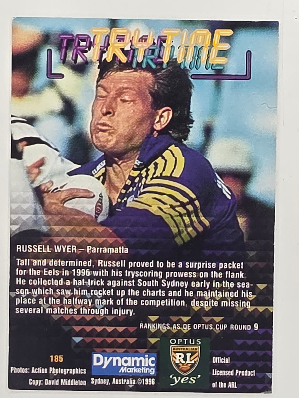NRL 1996 Dynamic Series 2 Base Card #185 Russell Wyer Parramatta Eels