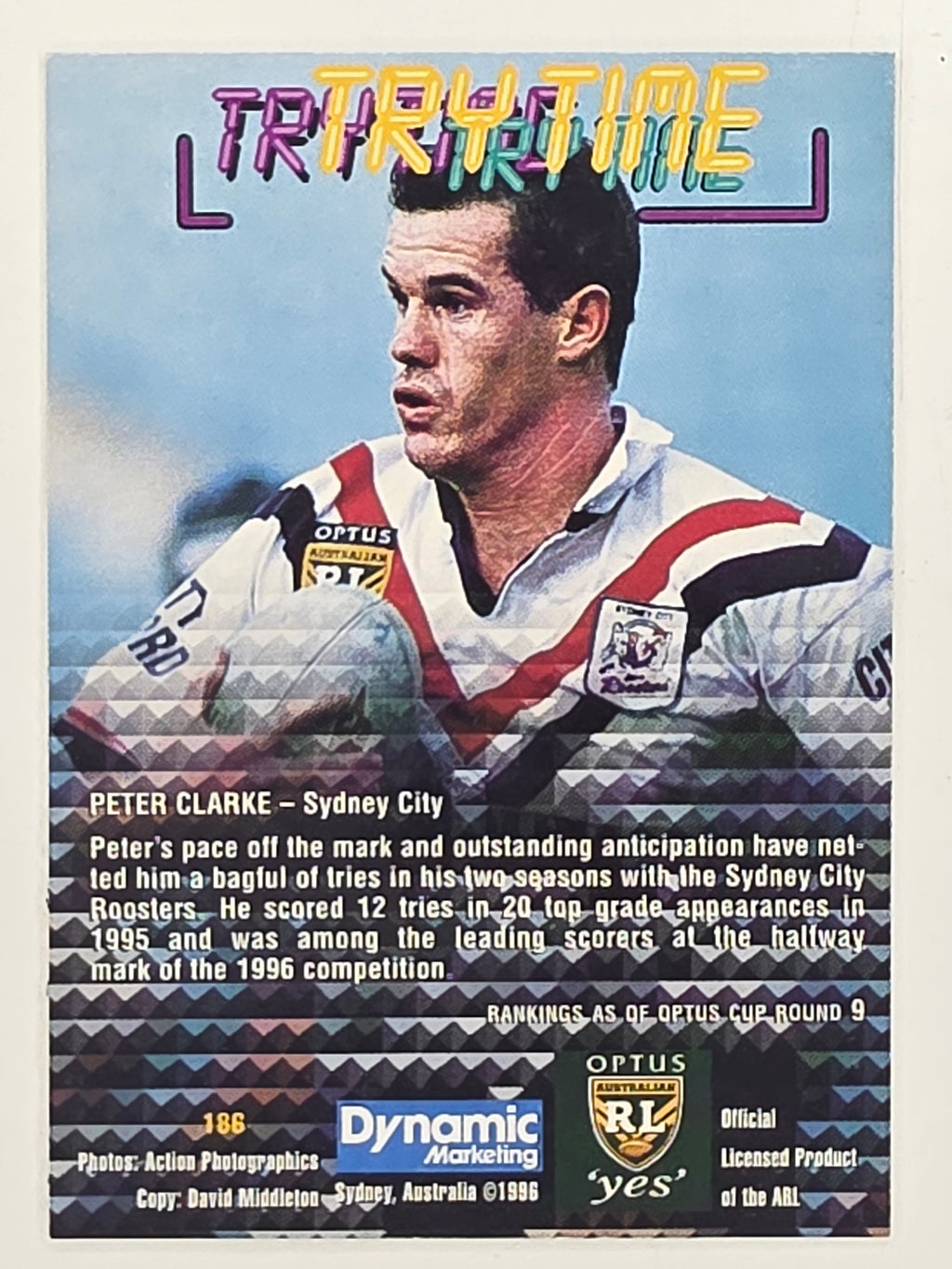 NRL 1996 Dynamic Series 2 Base Card #186 Peter Clarke Sydney City Roosters