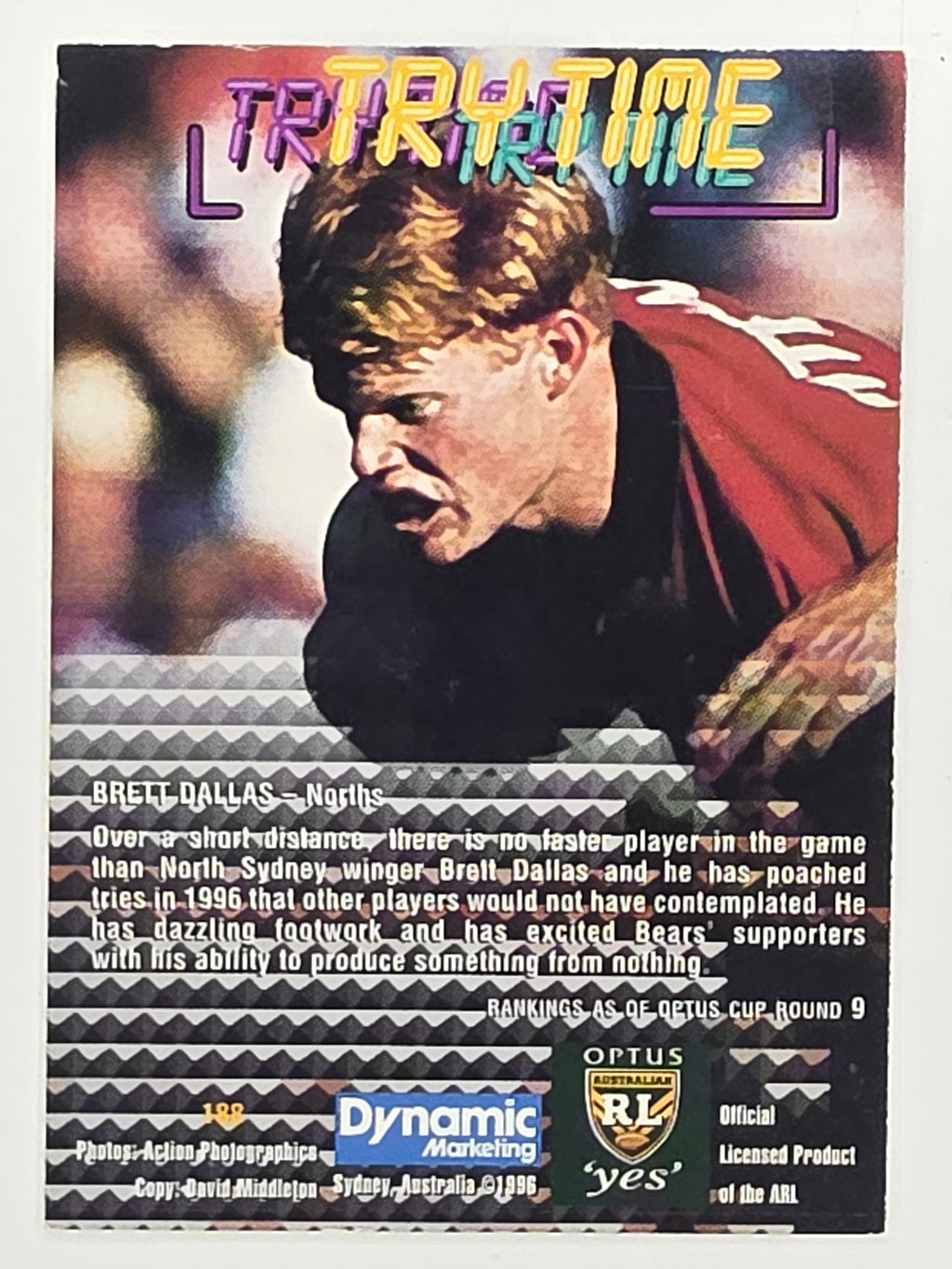 NRL 1996 Dynamic Series 2 Base Card #188 Brett Dallas North Sydney Bears