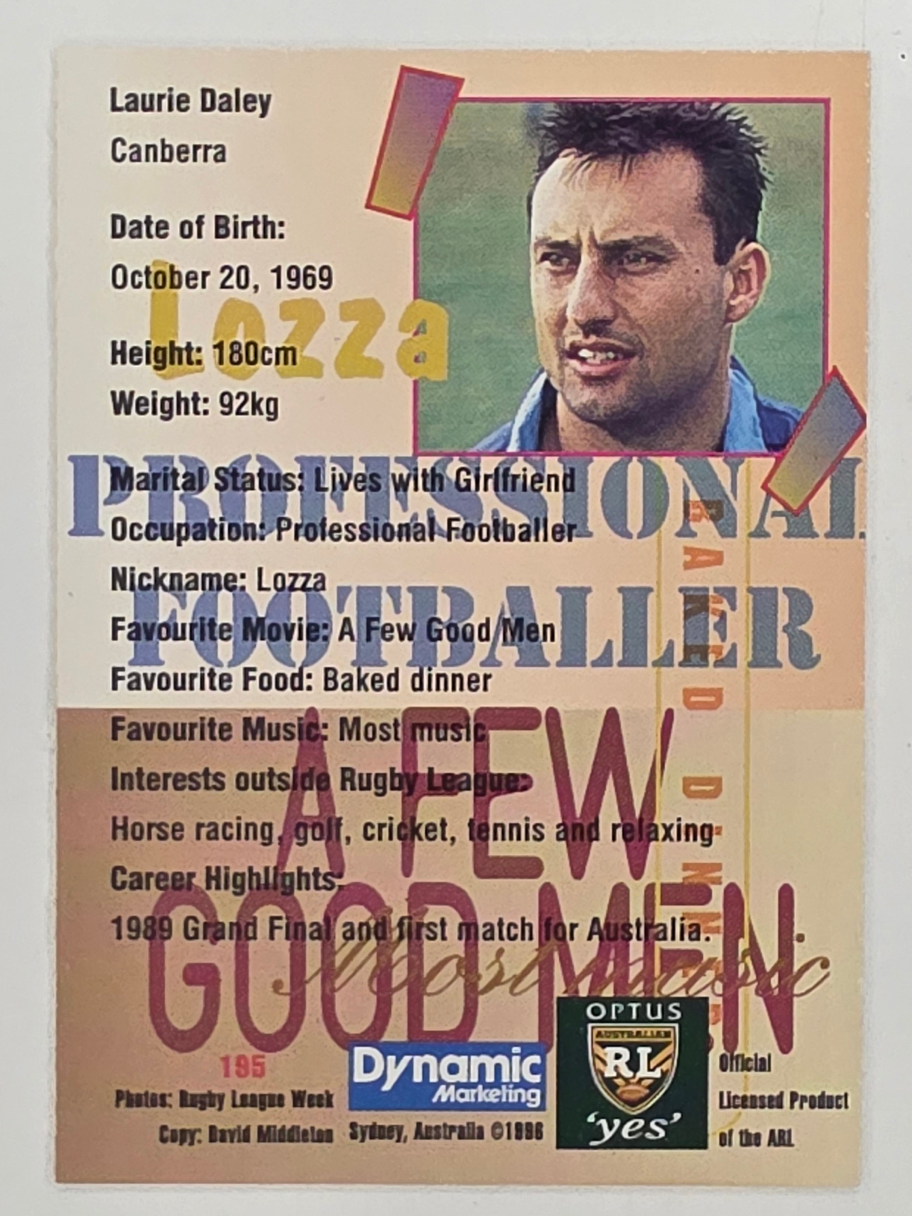 NRL 1996 Dynamic Series 2 Base Card #195 Laurie Daley Canberra Raiders