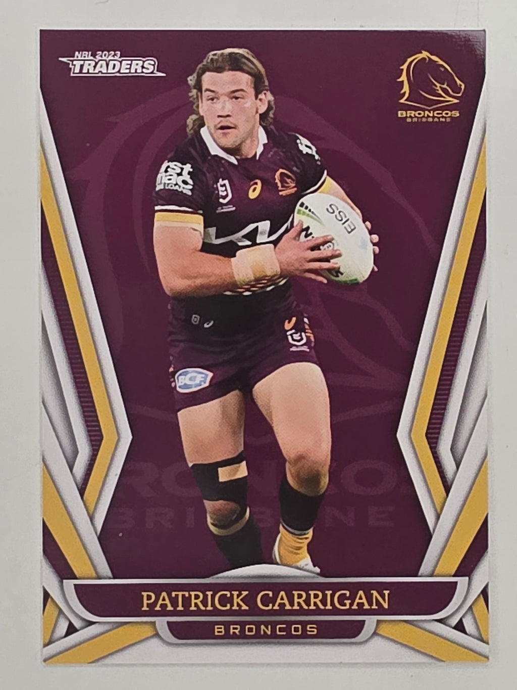 NRL 2023 Traders Titanium Base Card #003 Patrick Carrigan Brisbane Broncos