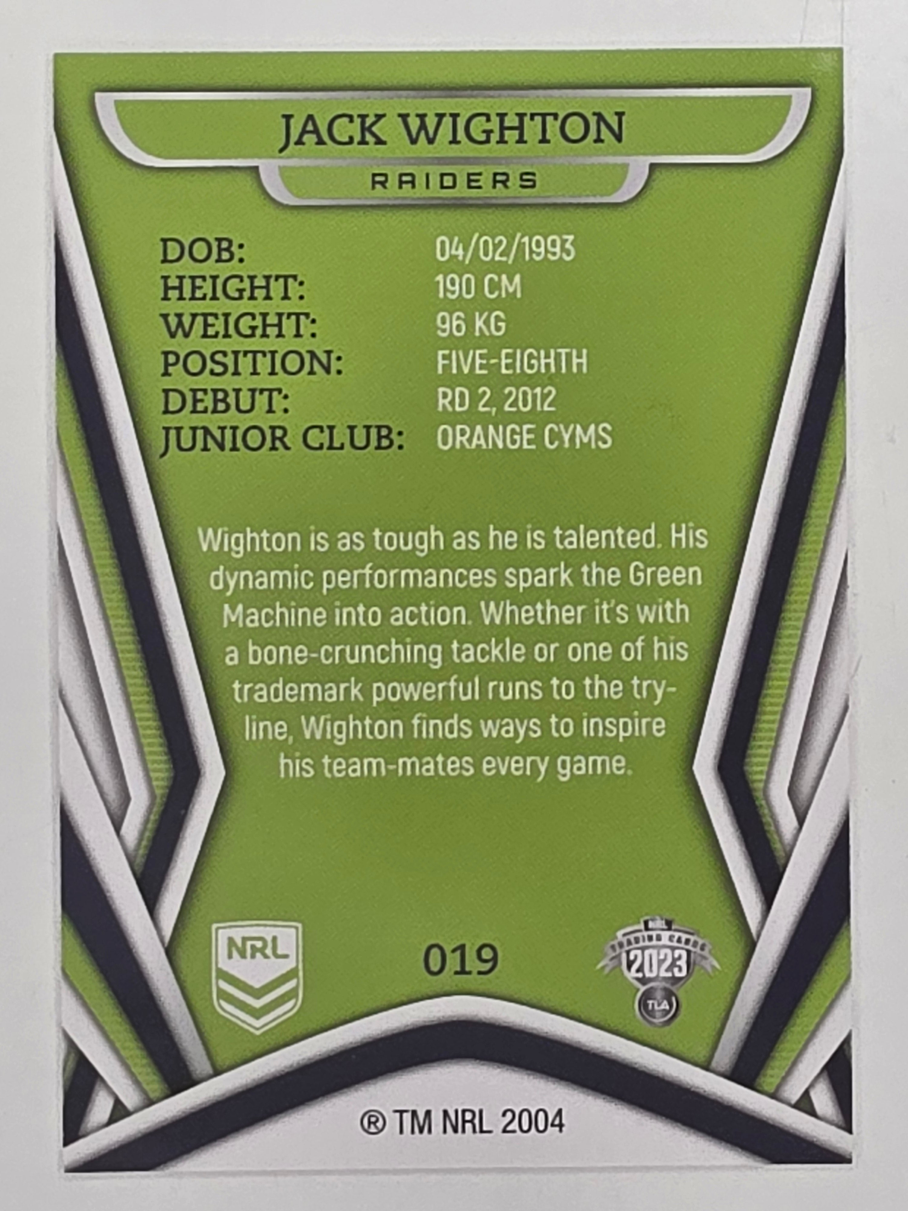 NRL 2023 Traders Titanium Base Card #019 Jack Wighton Canberra Raiders