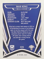 NRL 2023 Traders Titanium Base Card #026 Max King Canterbury Bankstown Bulldogs