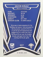 NRL 2023 Traders Titanium Base Card #027 Jacob Kiraz Canterbury Bankstown Bulldogs