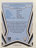NRL 2023 Traders Titanium Base Card #034 Nicholas Hynes Cronulla Sutherland Sharks