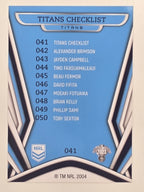 NRL 2023 Traders Titanium Base Card #041 Titans Checklist Gold Coast Titans