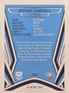 NRL 2023 Traders Titanium Base Card #043 Jayden Campbell Gold Coast Titans