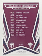NRL 2023 Traders Titanium Base Card #051 Sea Eagles Checklist Manly Warringah Sea Eagles