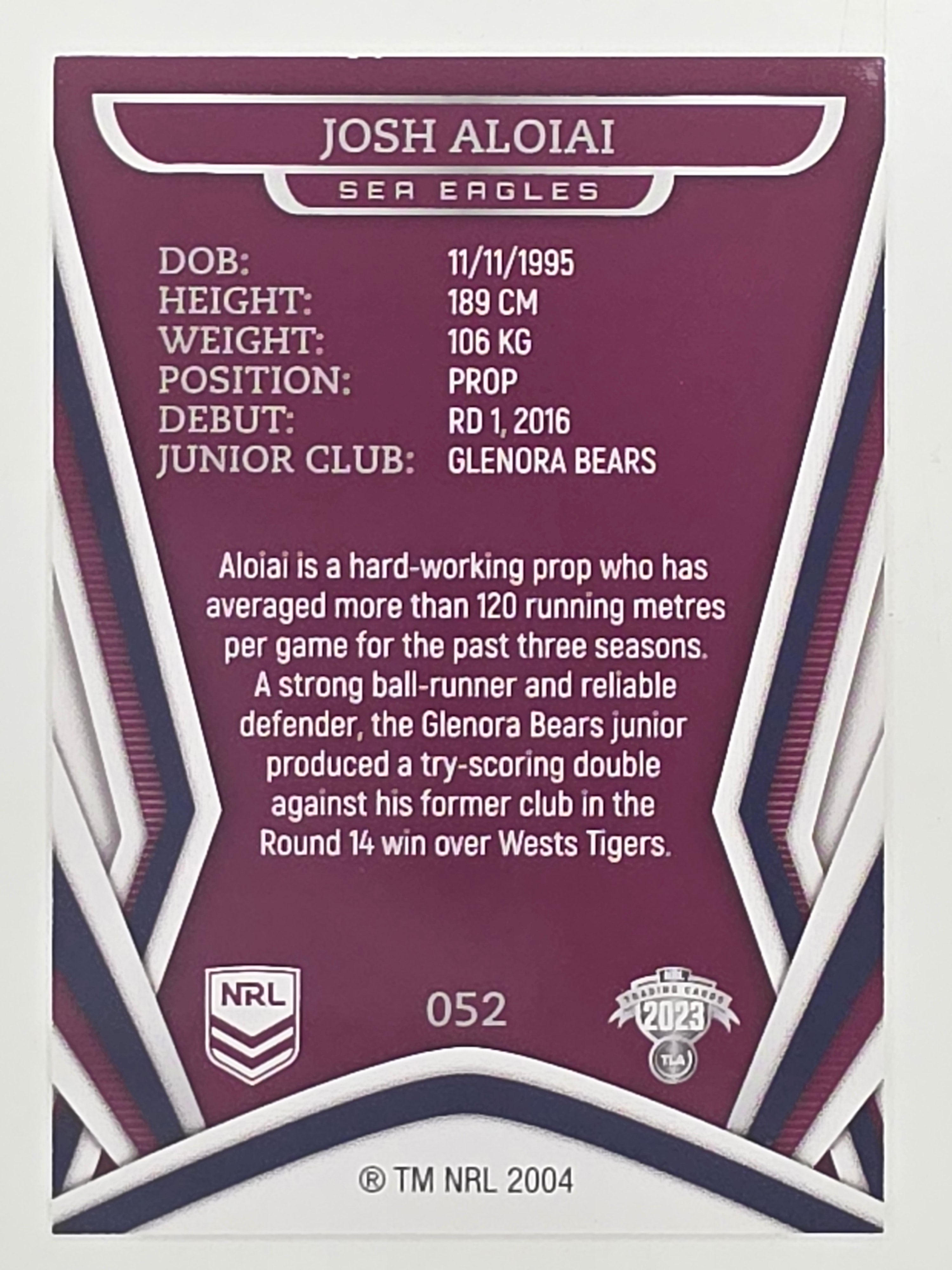 NRL 2023 Traders Titanium Base Card #052 Josh Aloiai Manly Warringah Sea Eagles