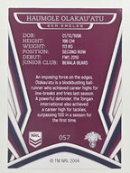NRL 2023 Traders Titanium Base Card #057 Haumole Olakau’atu Manly Warringah Sea Eagles