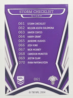 NRL 2023 Traders Titanium Base Card #061 Storm Checklist Melbourne Storm