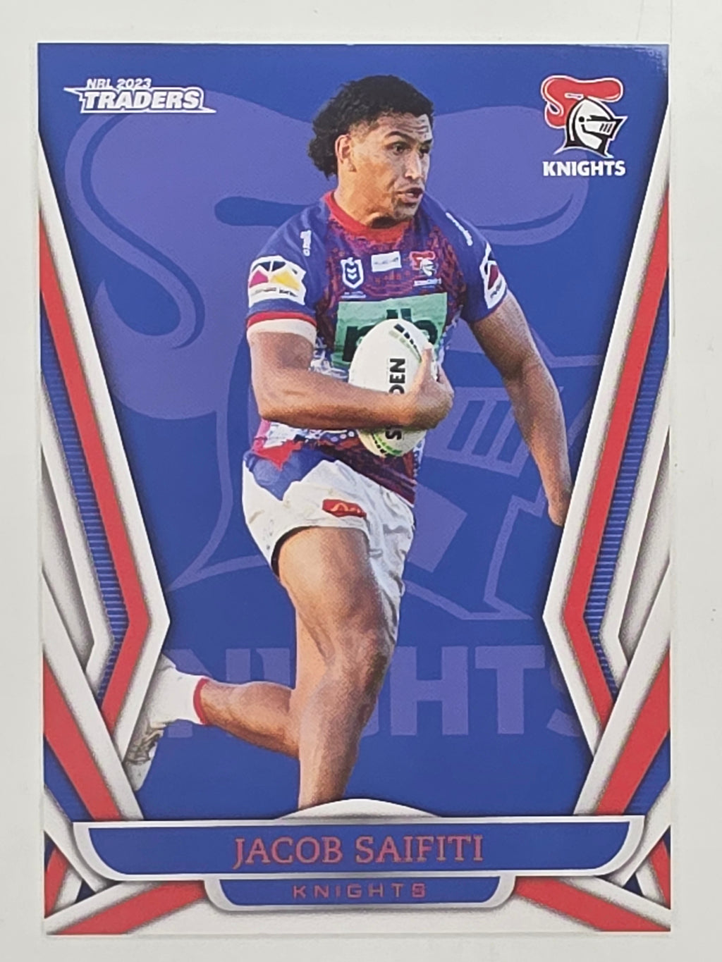 NRL 2023 Traders Titanium Base Card #078 Jacob Saifiti Newcastle Knights