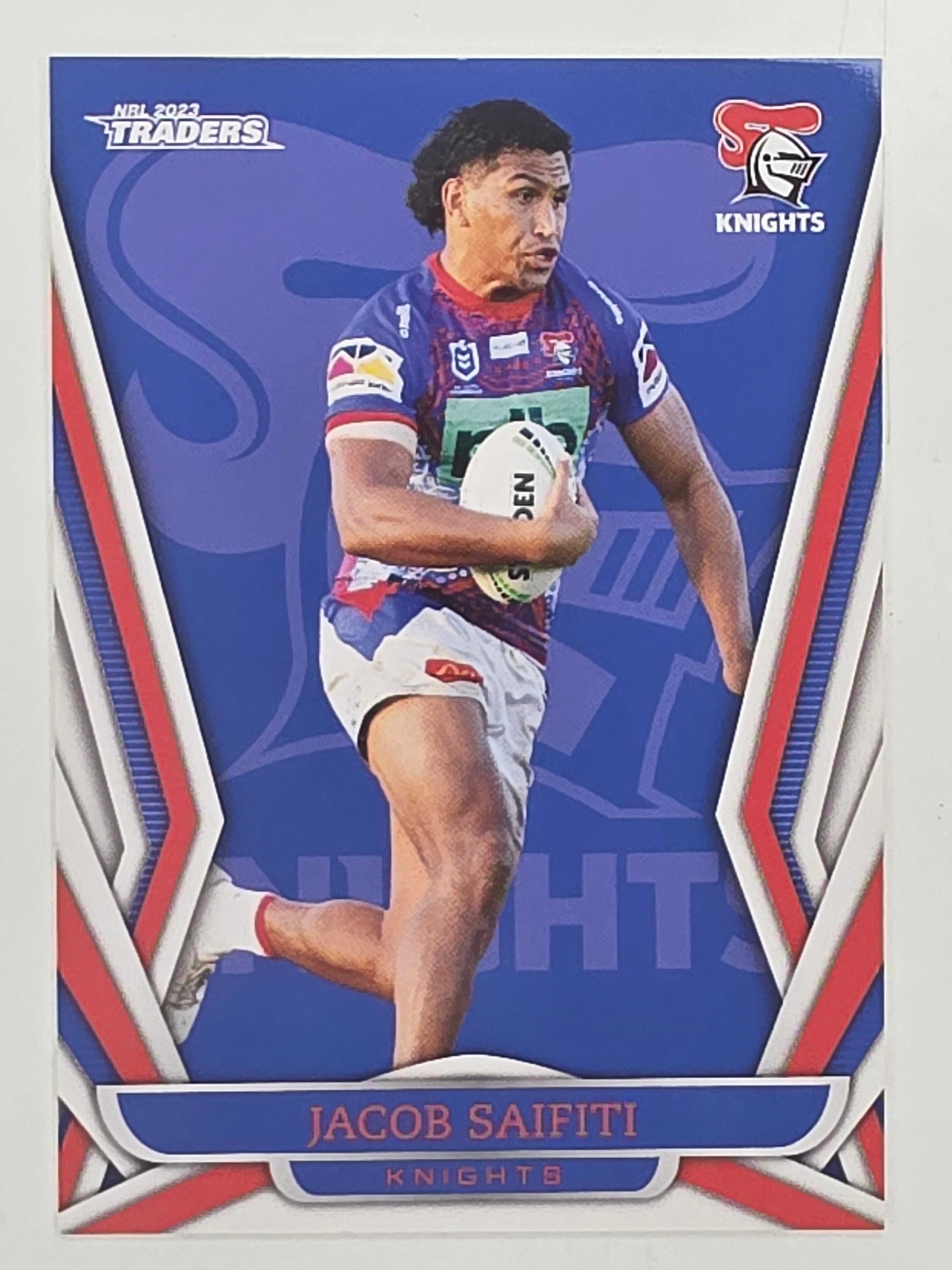 NRL 2023 Traders Titanium Base Card #078 Jacob Saifiti Newcastle Knights