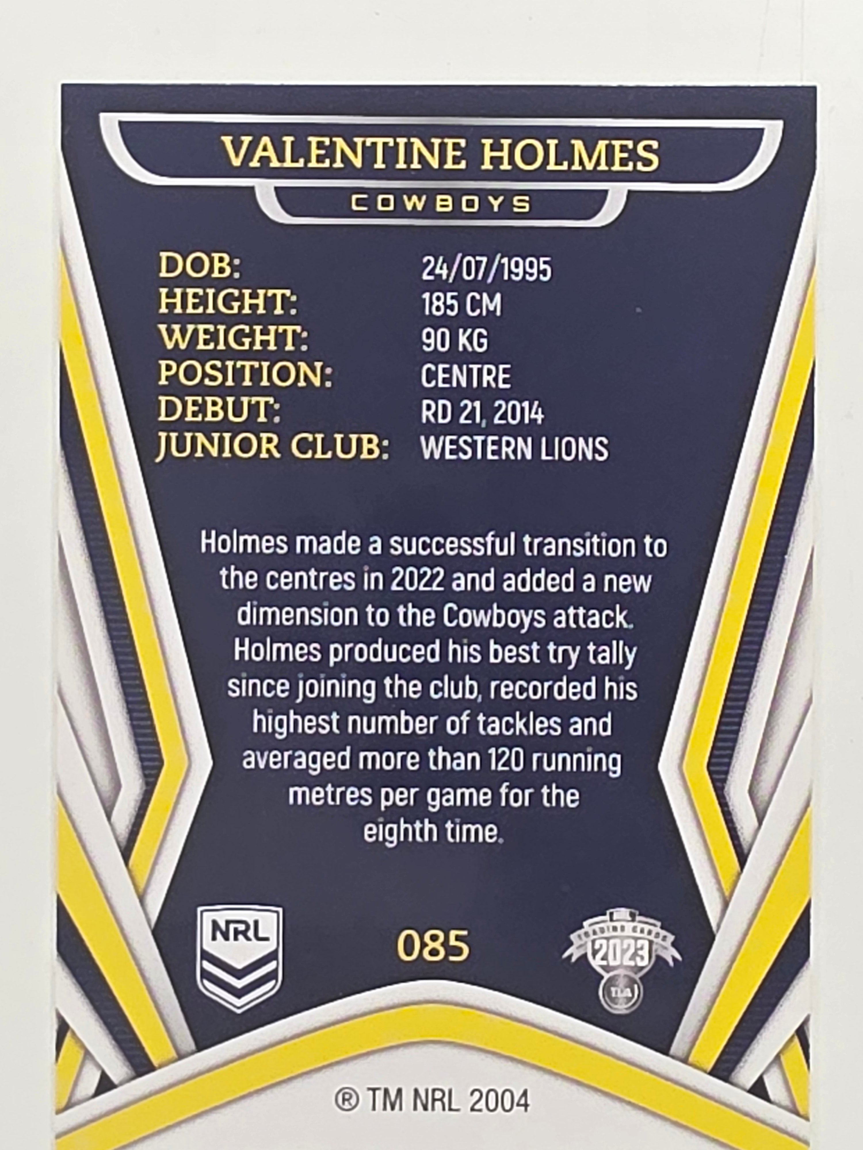 NRL 2023 Traders Titanium Base Card #085 Valentine Holmes North Queensland Cowboys