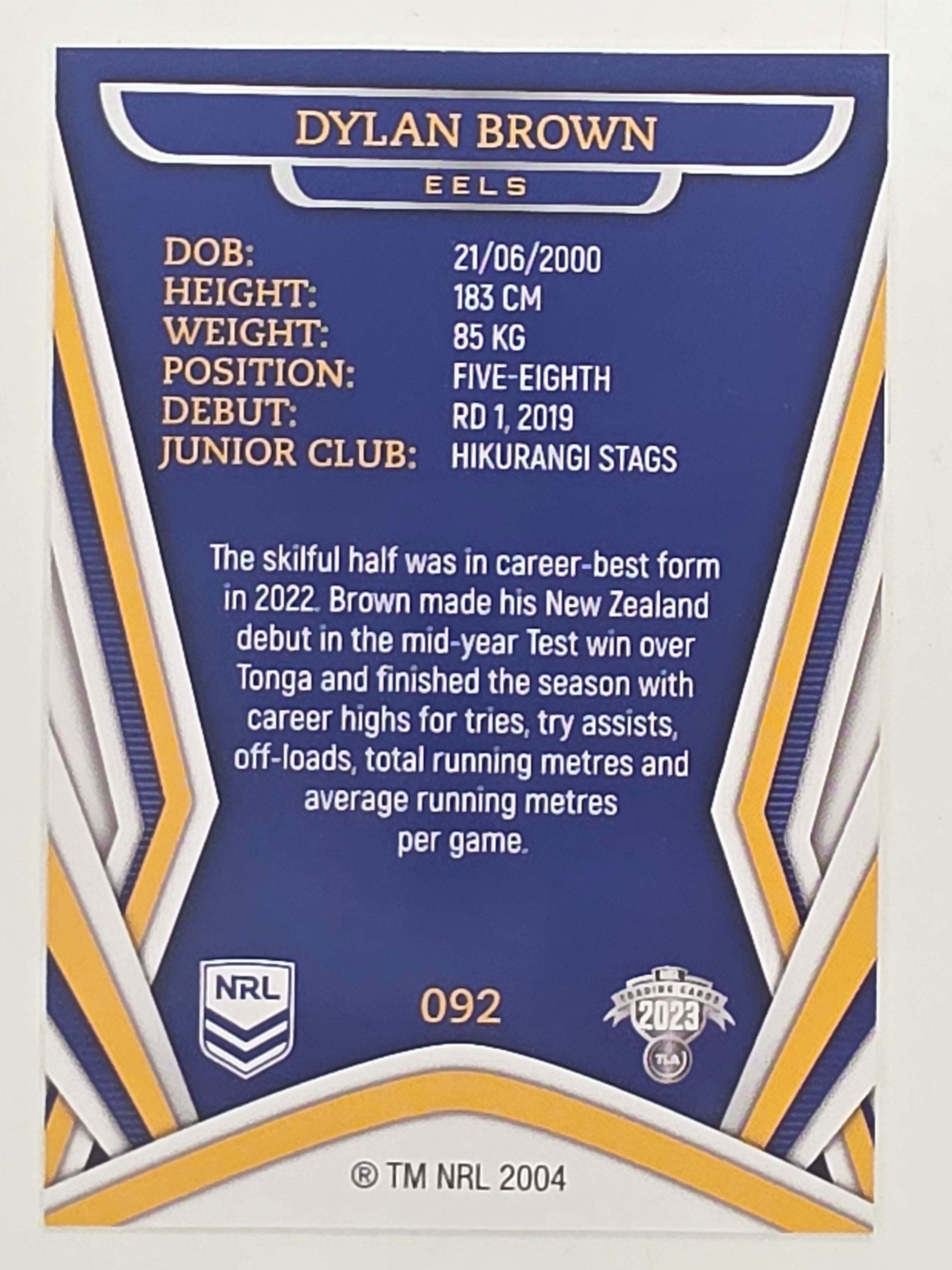 NRL 2023 Traders Titanium Base Card #092 Dylan Brown Parramatta Eels