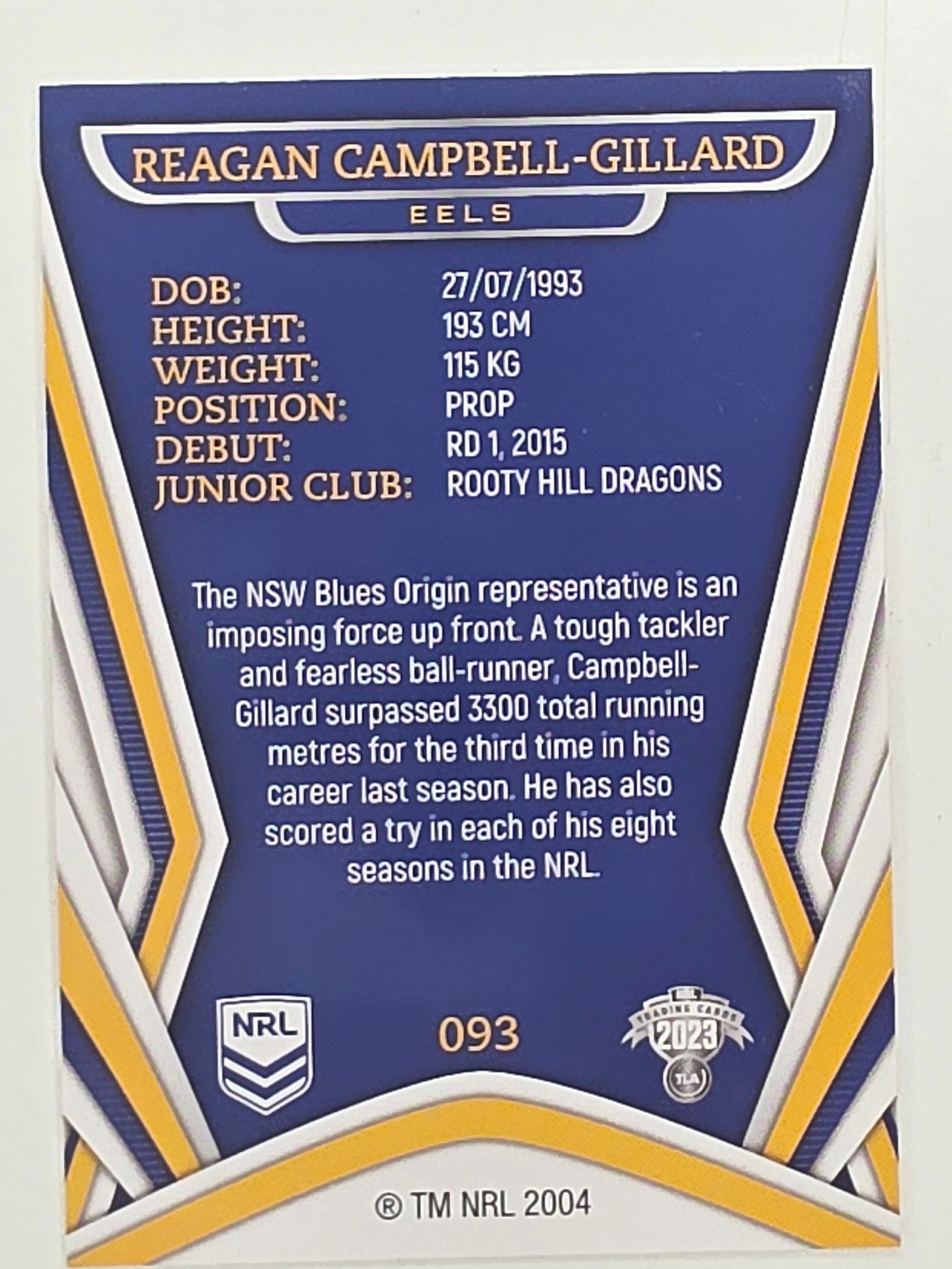 NRL 2023 Traders Titanium Base Card #093 Reagan Campbell-Gillard Parramatta Eels