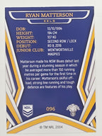 NRL 2023 Traders Titanium Base Card #096 Ryan Matterson Parramatta Eels