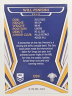 NRL 2023 Traders Titanium Base Card #099 Will Penisini Parramatta Eels