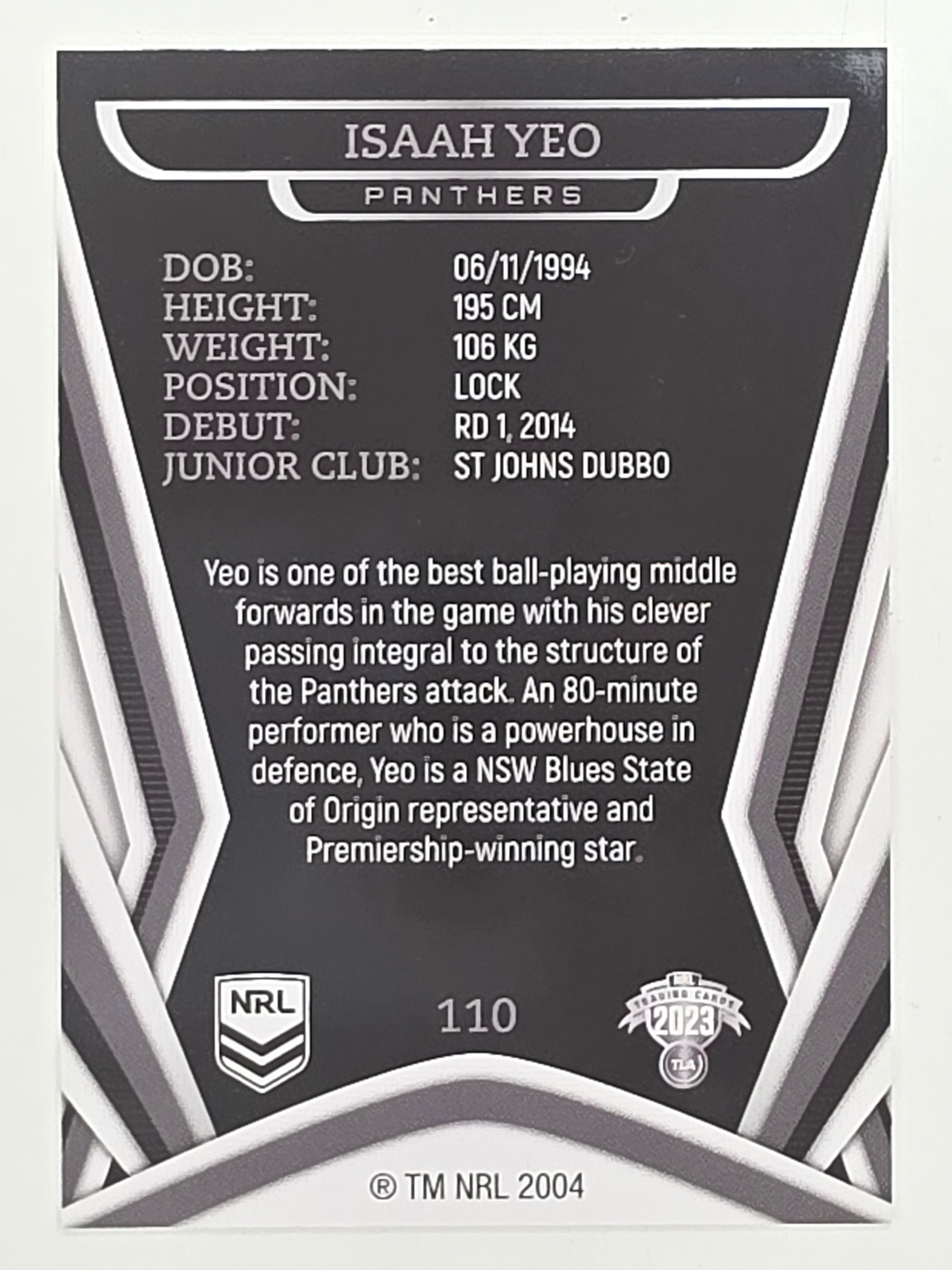 NRL 2023 Traders Titanium Base Card #110 Isaah Yeo Penrith Panthers