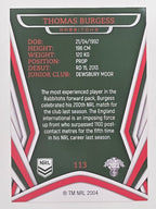 NRL 2023 Traders Titanium Base Card #113 Thomas Burgess South Sydney Rabbitohs