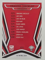 NRL 2023 Traders Titanium Base Card #121 Dragons Checklist St George Illawarra Dragons