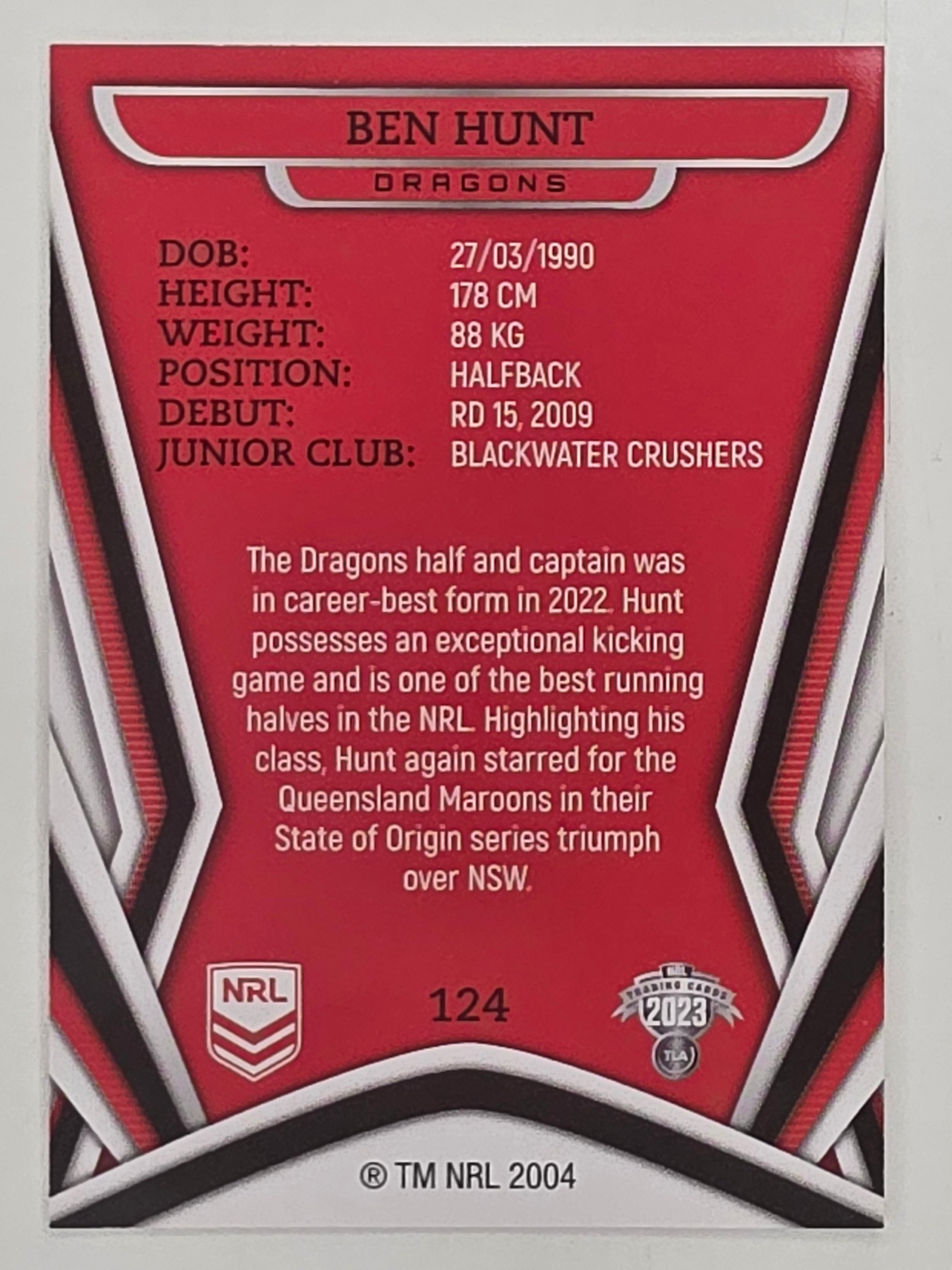 NRL 2023 Traders Titanium Base Card #124 Ben Hunt St George Illawarra Dragons