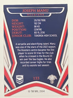 NRL 2023 Traders Titanium Base Card #133 Joseph Manu Sydney Roosters