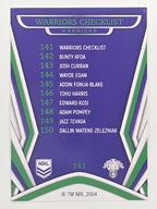 NRL 2023 Traders Titanium Base Card #141 Warriors Checklist New Zealand Warriors