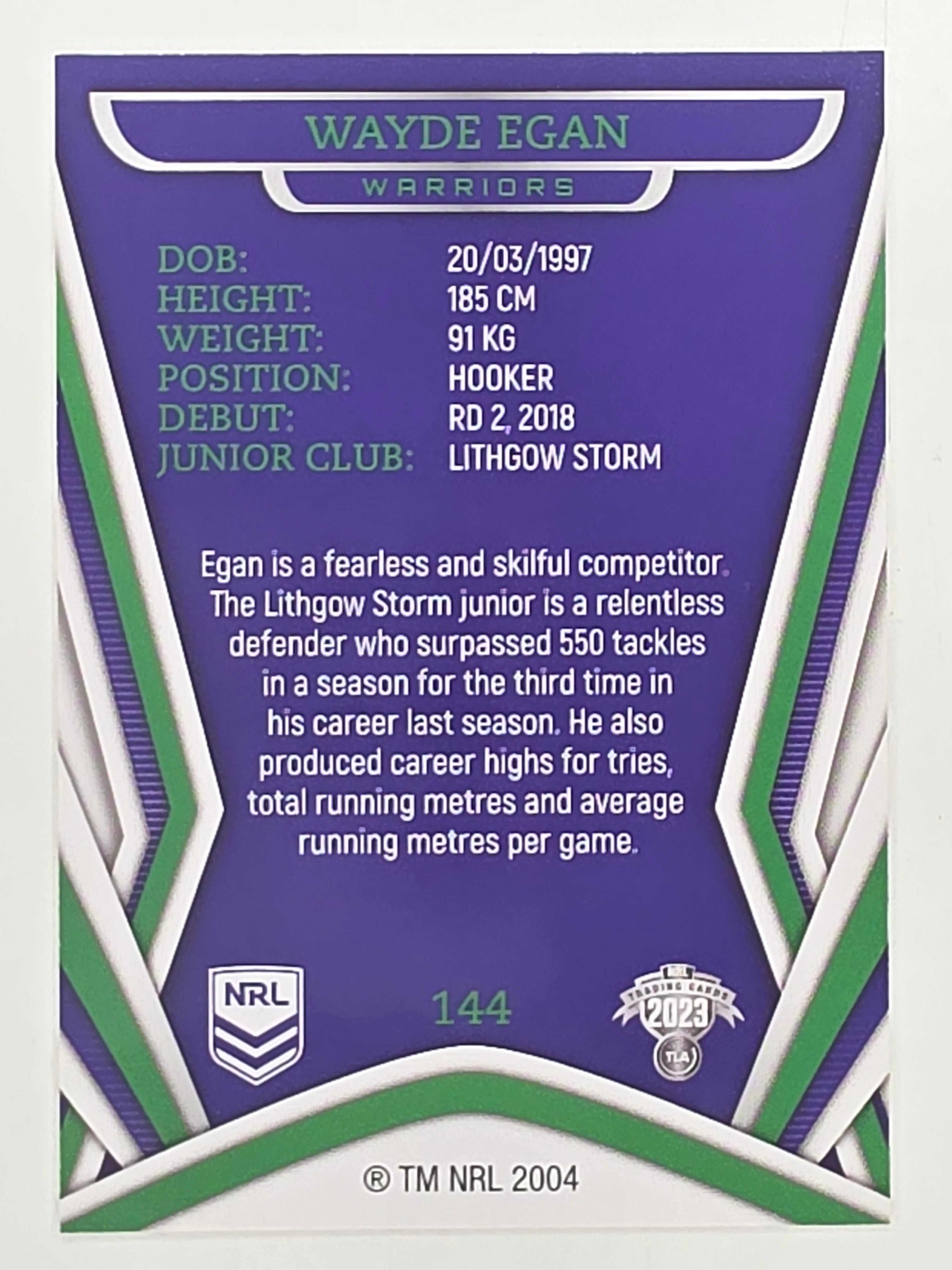 NRL 2023 Traders Titanium Base Card #144 Wayde Egan New Zealand Warriors