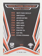 NRL 2023 Traders Titanium Base Card #151 Wests Tigers Checklist Wests Tigers