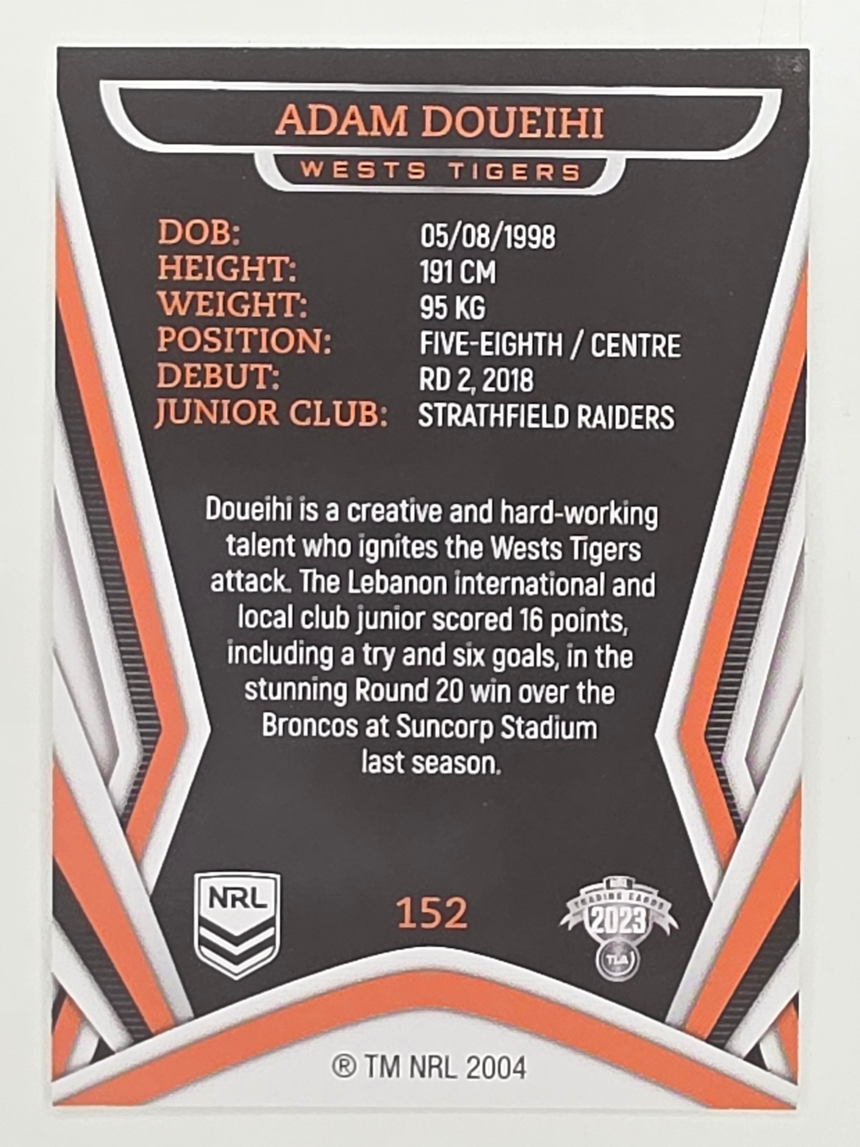 NRL 2023 Traders Titanium Base Card #152 Adam Doueihi Wests Tigers