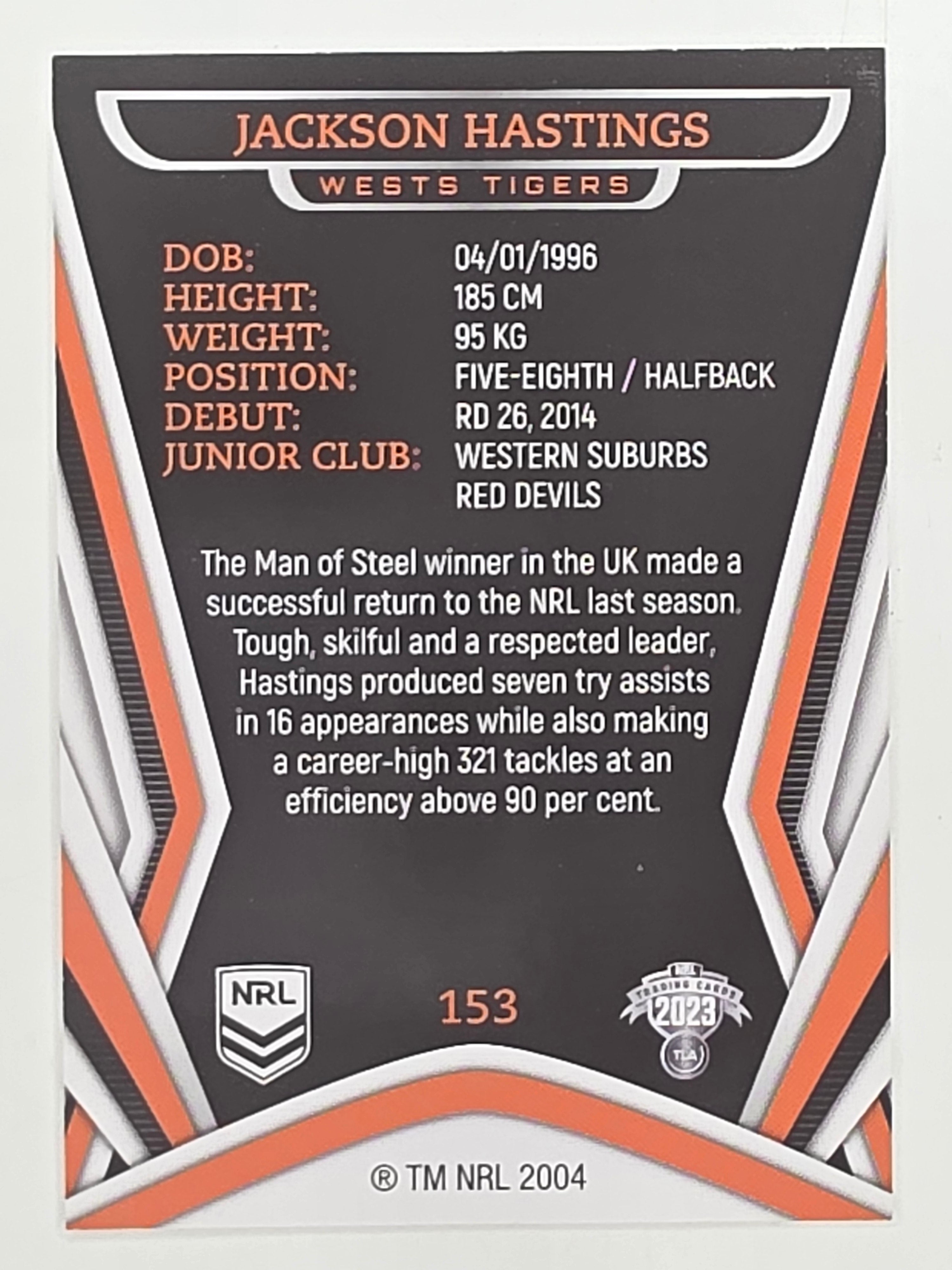 NRL 2023 Traders Titanium Base Card #153 Jackson Hastings Wests Tigers