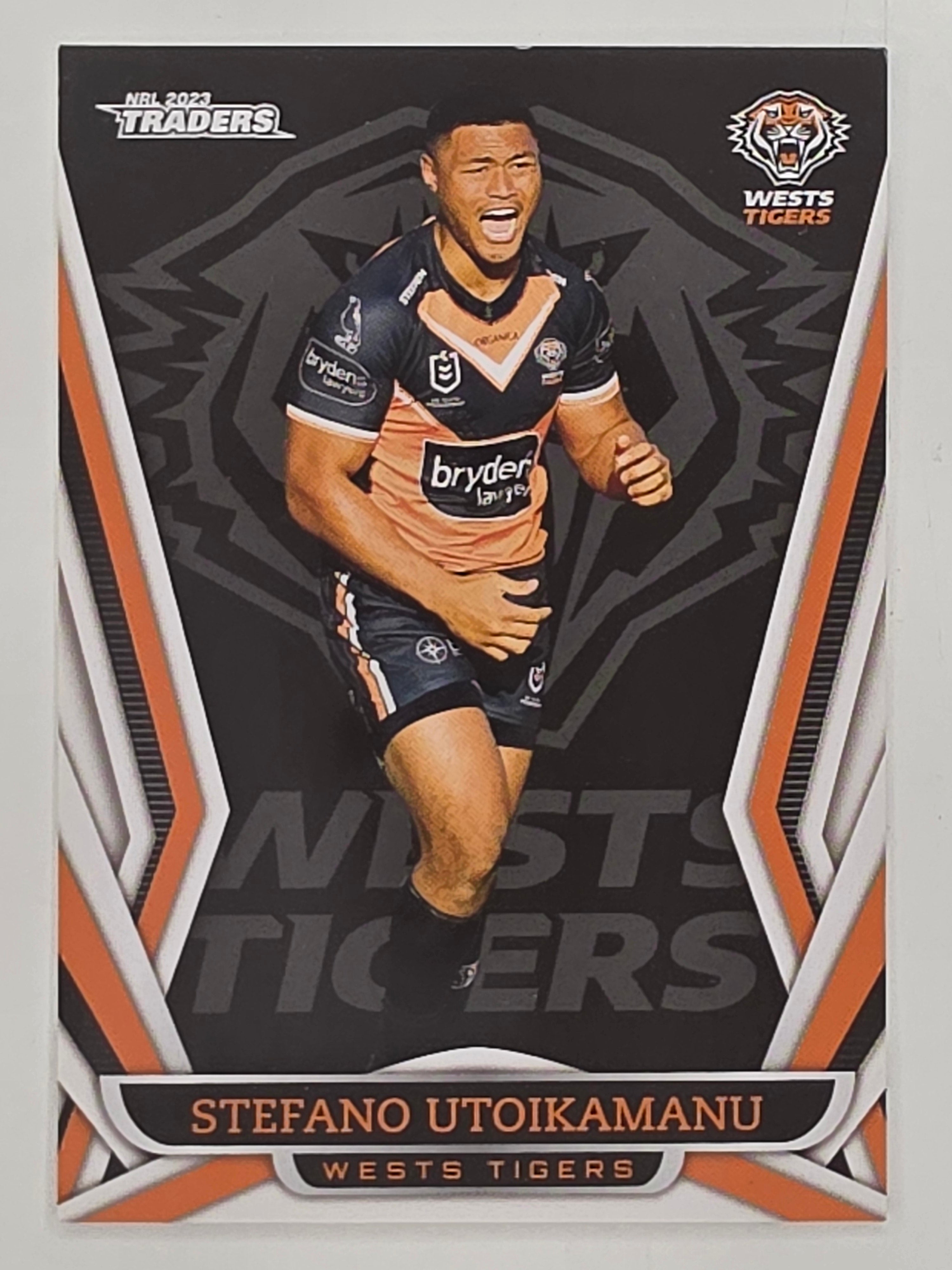 NRL 2023 Traders Titanium Base Card #160 Stefano Utoikamanu Wests Tigers