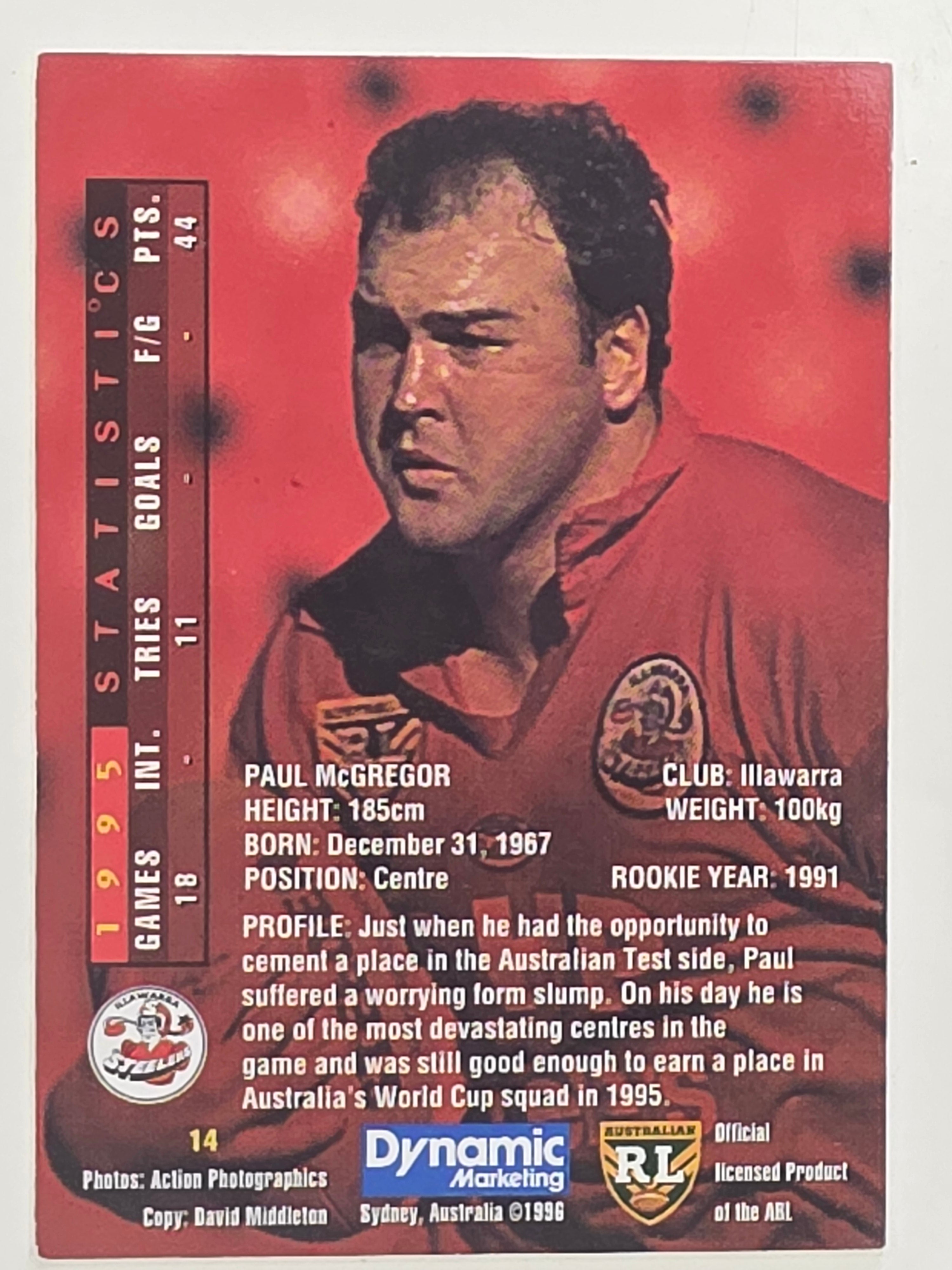 NRL 1996 Dynamic Series 1 Base Card #014 Paul McGregor Illawarra Steelers