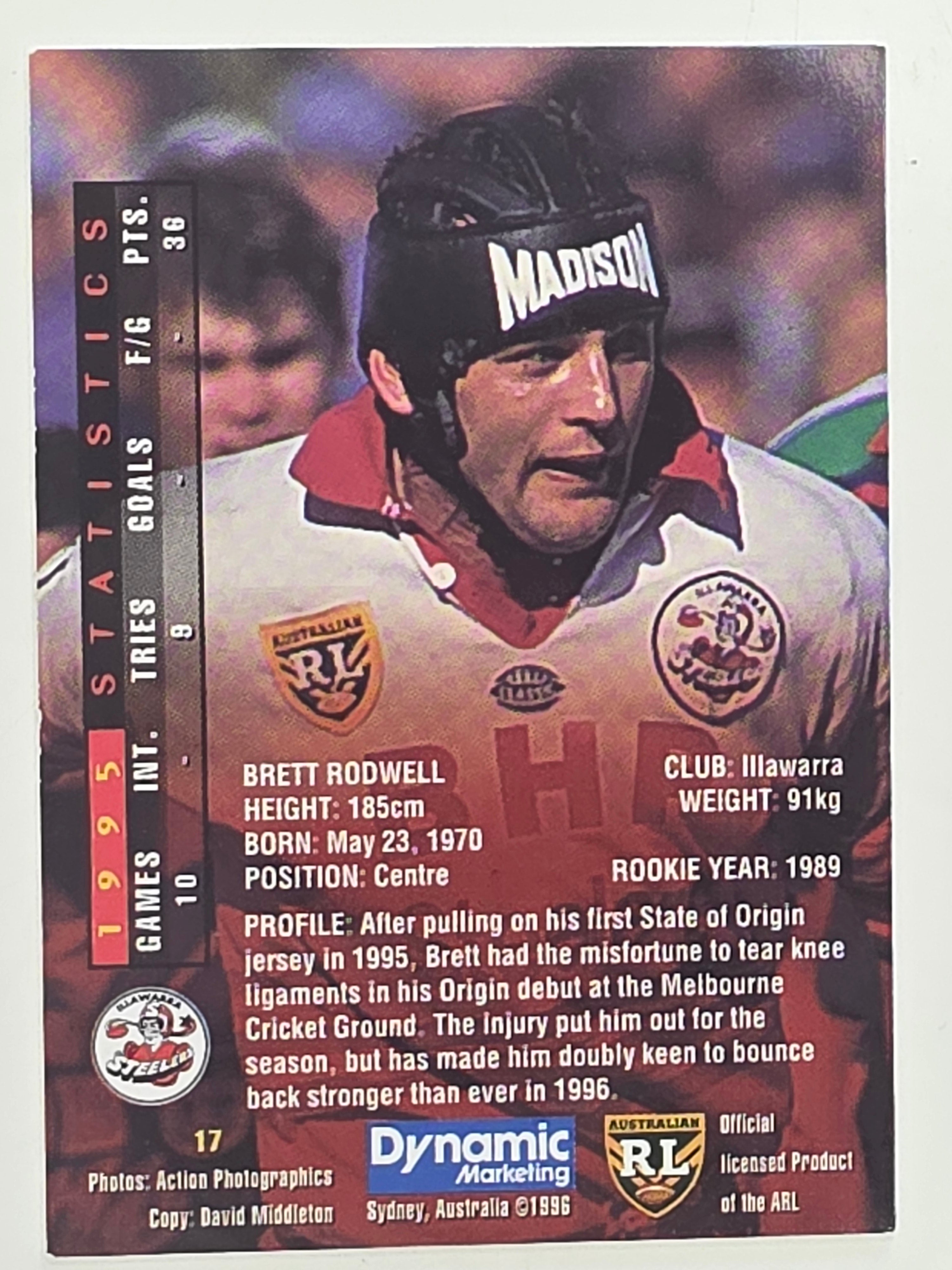 NRL 1996 Dynamic Series 1 Base Card #017 Brett Rodwell Illawarra Steelers