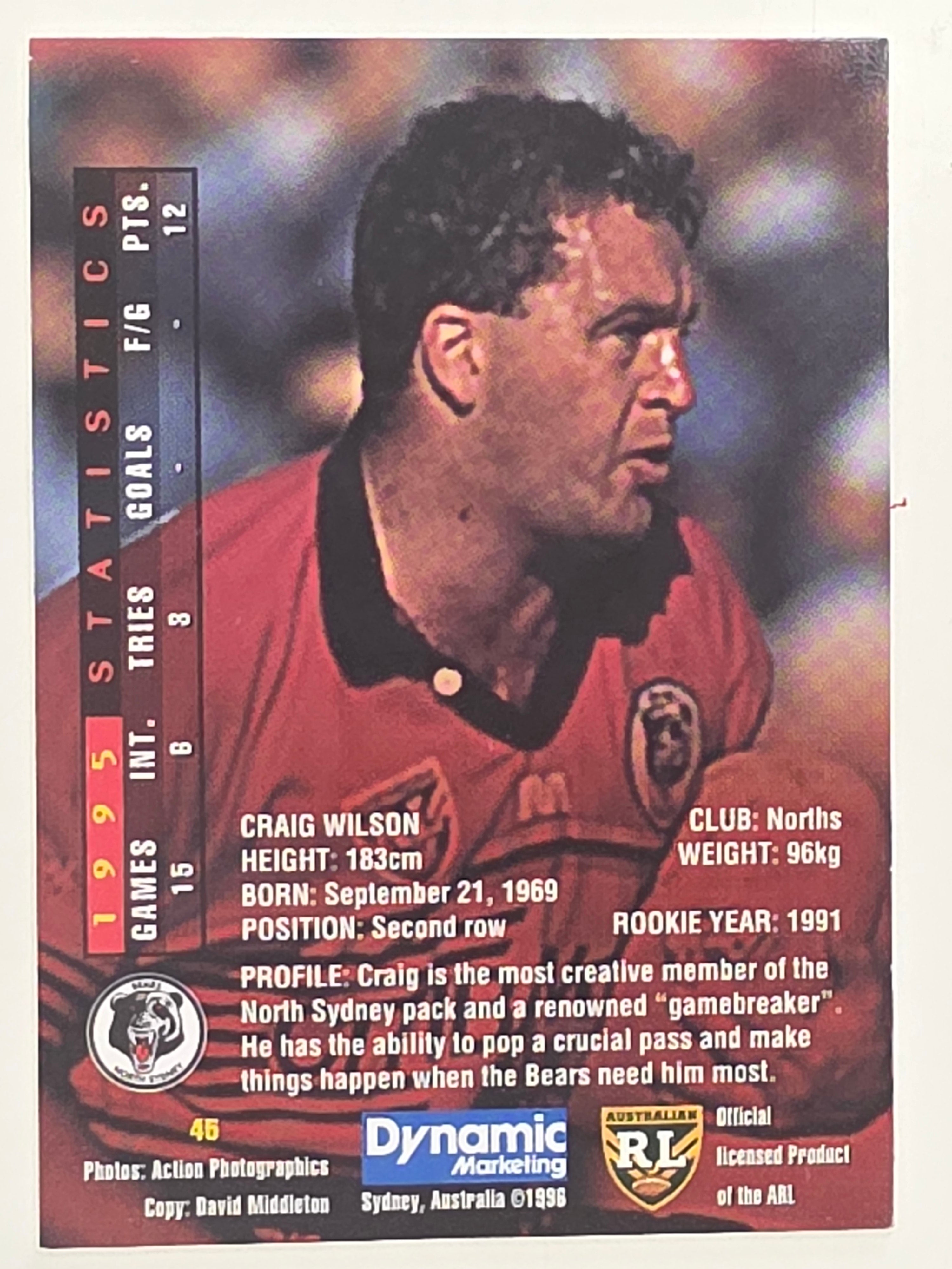 NRL 1996 Dynamic Series 1 Base Card #045 Craig Wilson North Sydney Bears