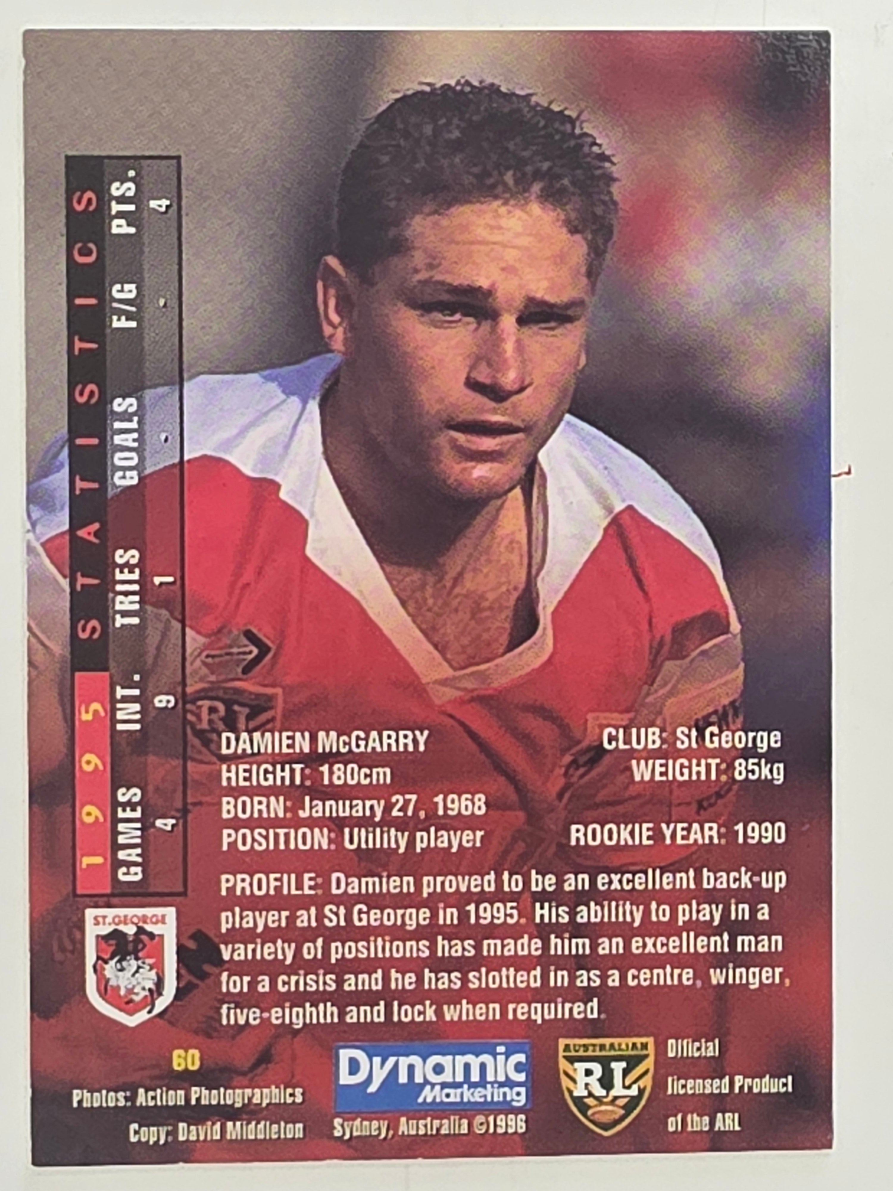 NRL 1996 Dynamic Series 1 Base Card #060 Damien McGrady St George Dragons