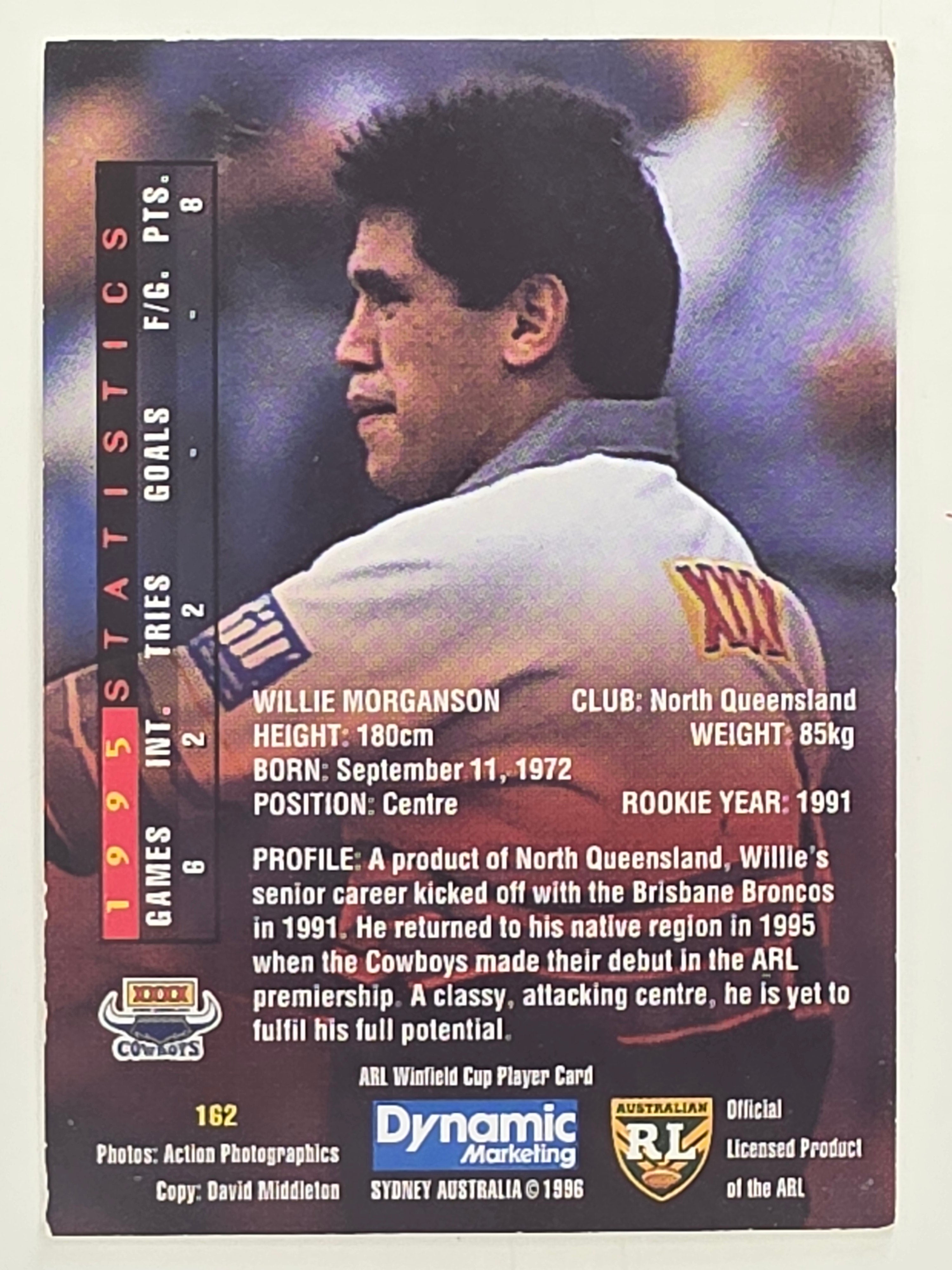 NRL 1996 Dynamic Series 1 Base Card #162 Willie Morganson North Queensland Cowboys