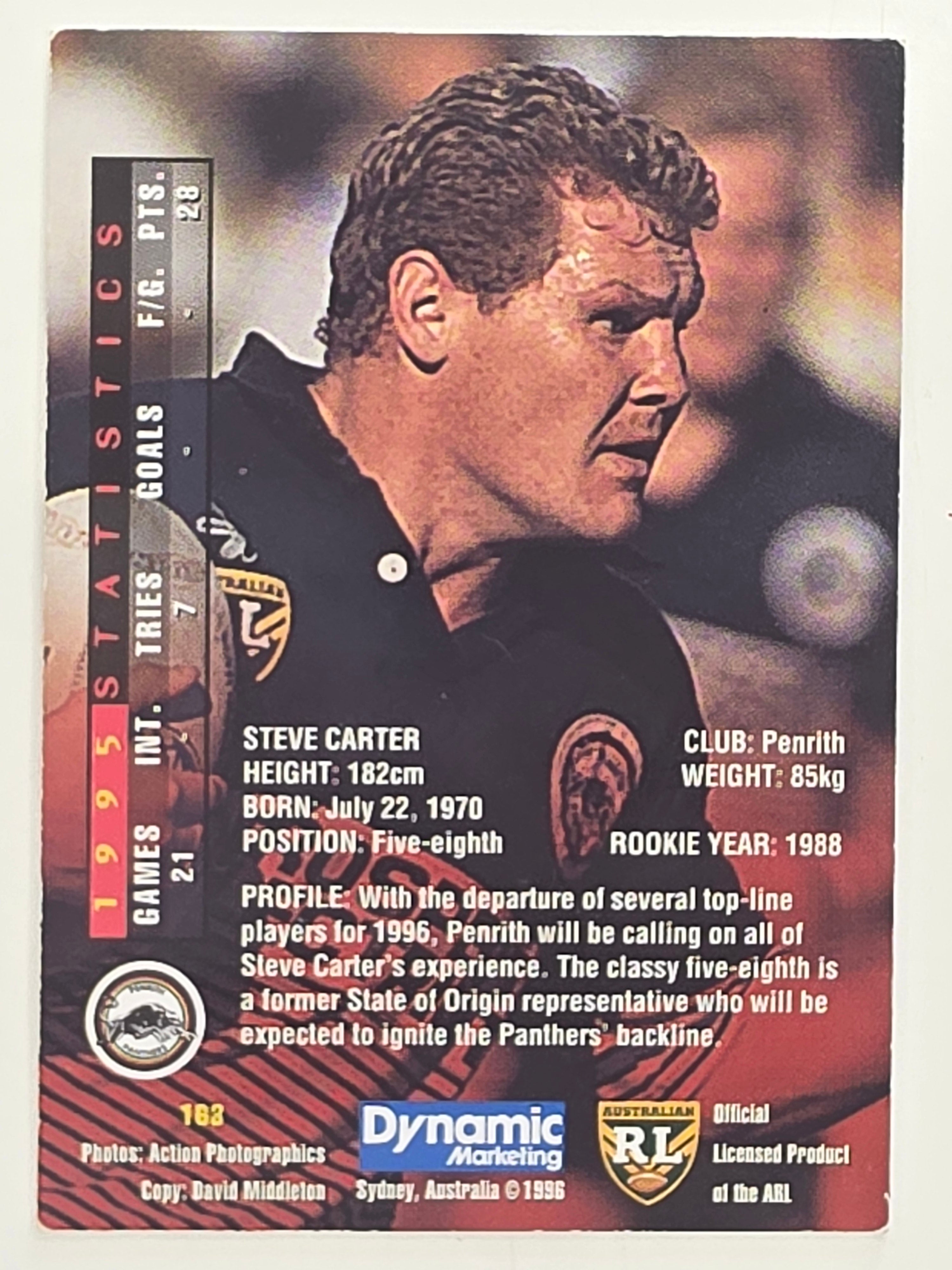 NRL 1996 Dynamic Series 1 Base Card #163 Steve Carter Penrith Panthers