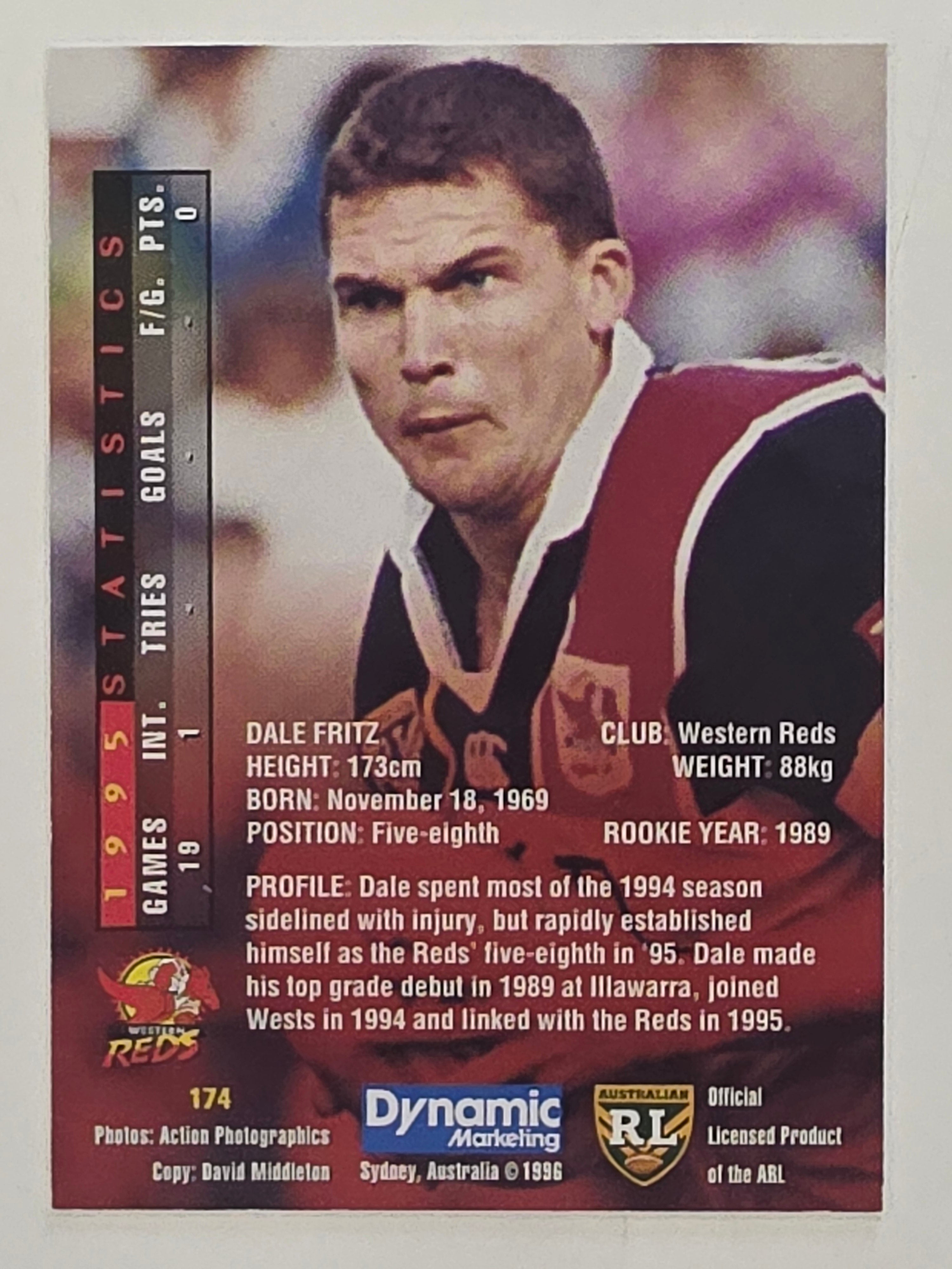 NRL 1996 Dynamic Series 1 Base Card #174 Dale Fritz Western Reds