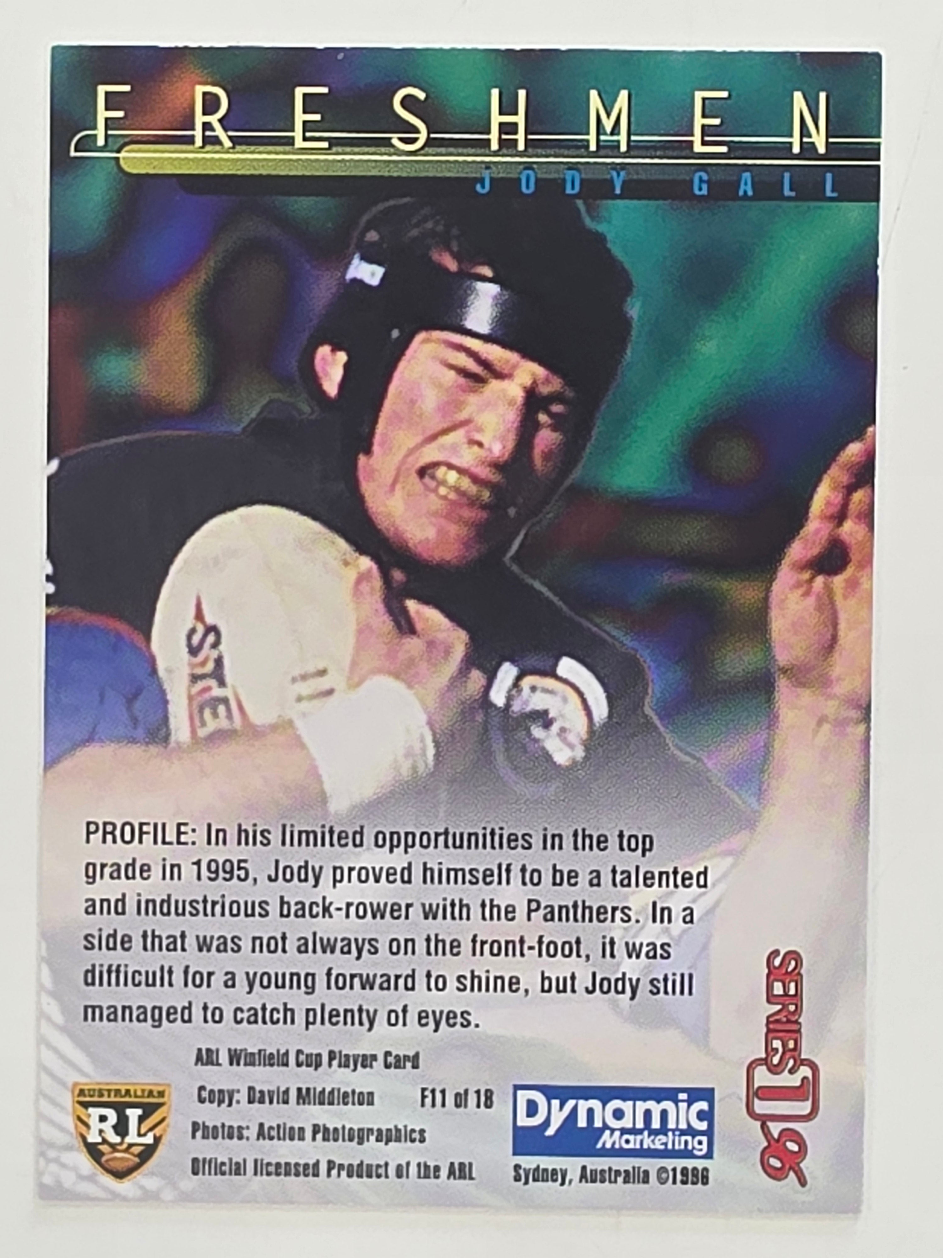 NRL 1996 Dynamic Series 1 Base Card #F11 Jody Gall Penrith Panthers