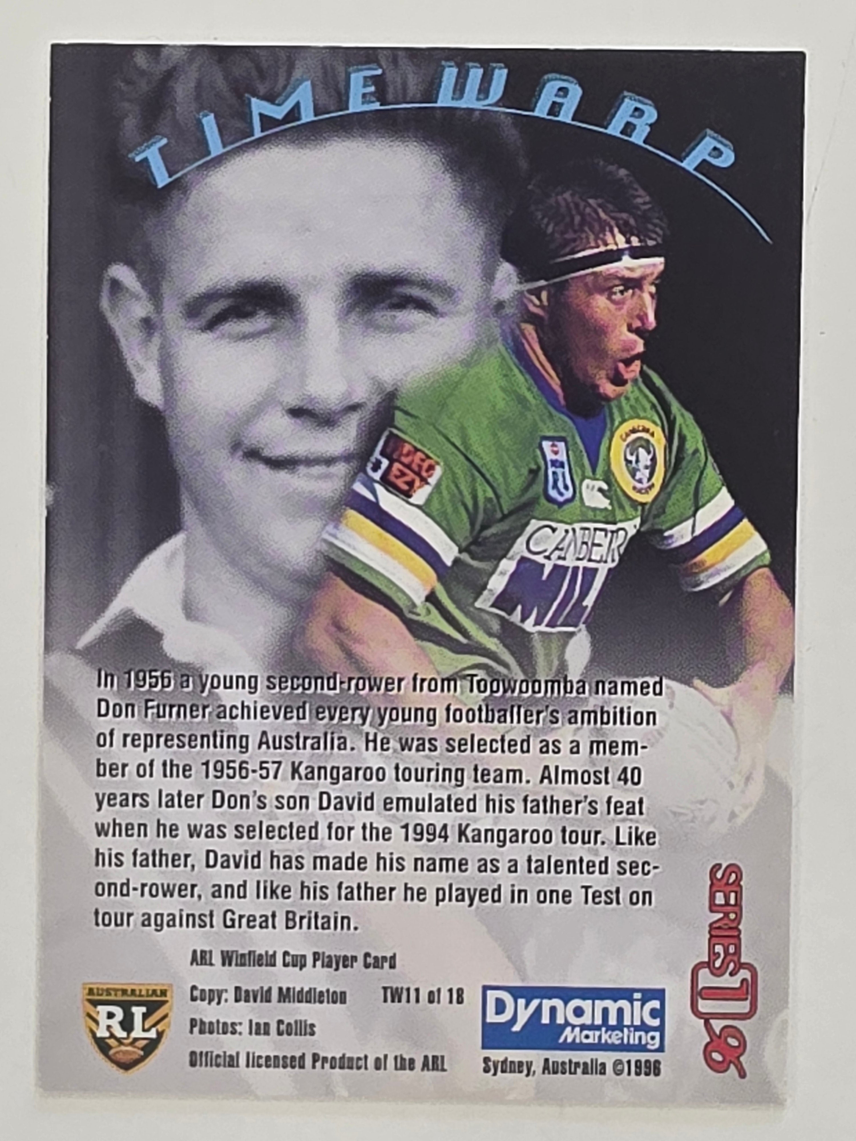 NRL 1996 Dynamic Series 1 Base Card #T11 Don Furner Canberra Raiders