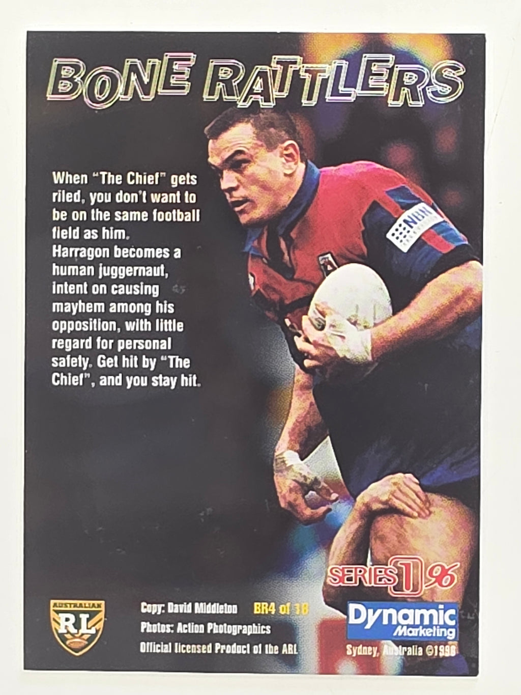 NRL 1996 Dynamic Series 1 Base Card #BR4 Paul Harragon Newcastle Knights