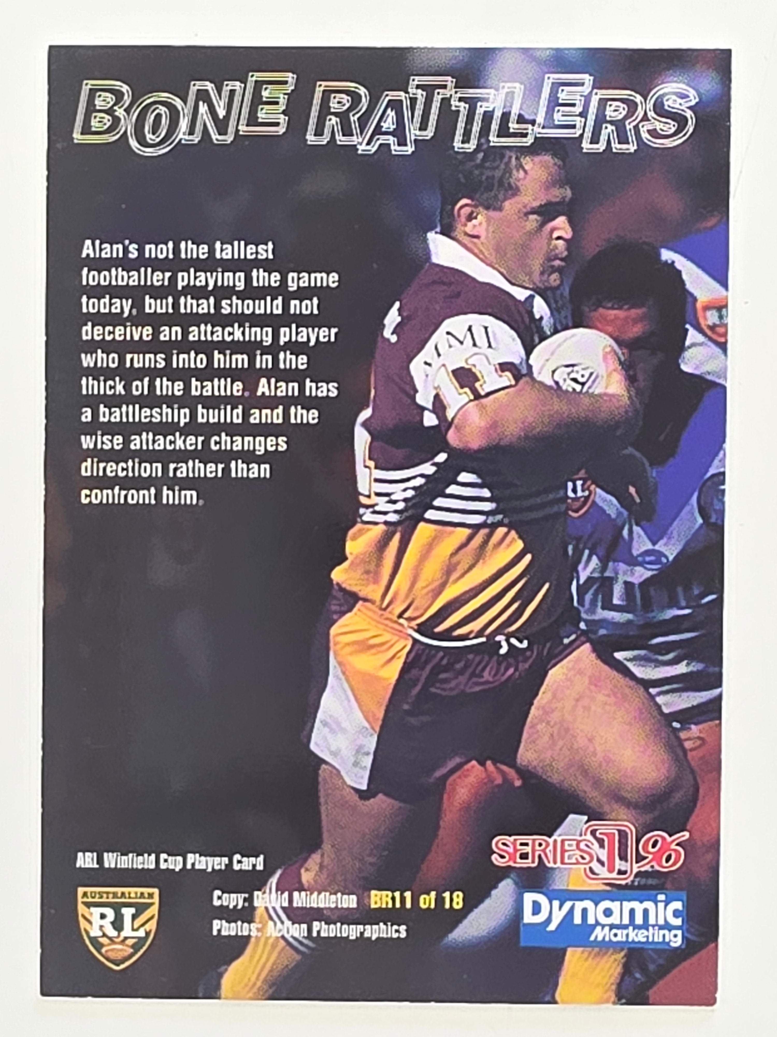 NRL 1996 Dynamic Series 1 Base Card #BR11 Alan Cann Brisbane Broncos