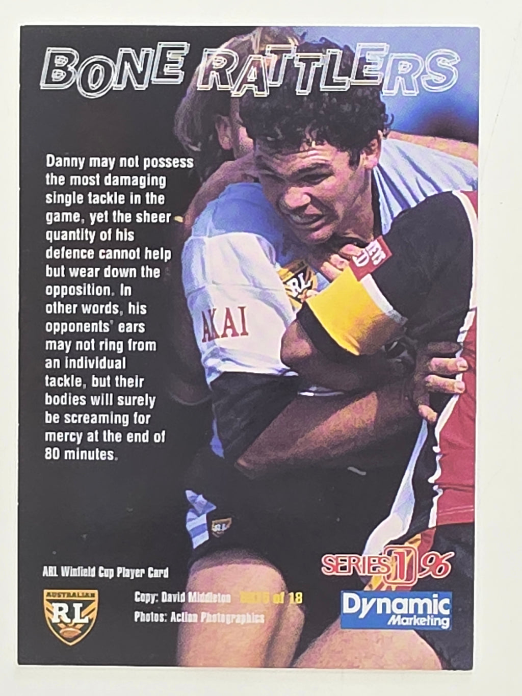 NRL 1996 Dynamic Series 1 Base Card #BR15 Danny Lee Cronulla Sutherland Sharks