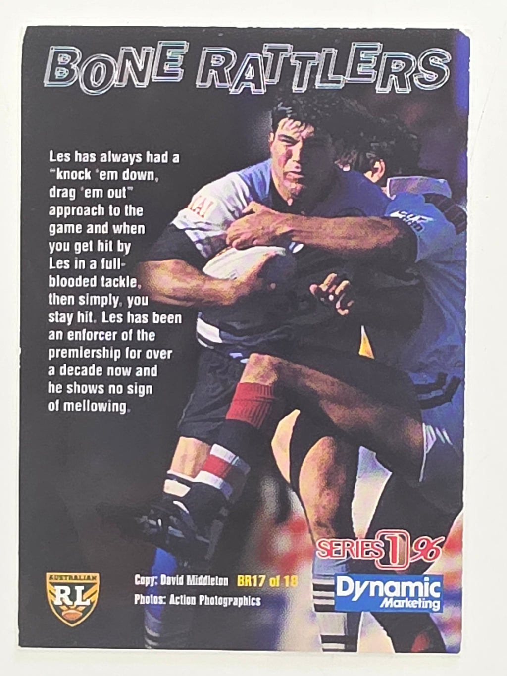 NRL 1996 Dynamic Series 1 Base Card #BR17 Les Davidson Cronulla Sutherland Sharks