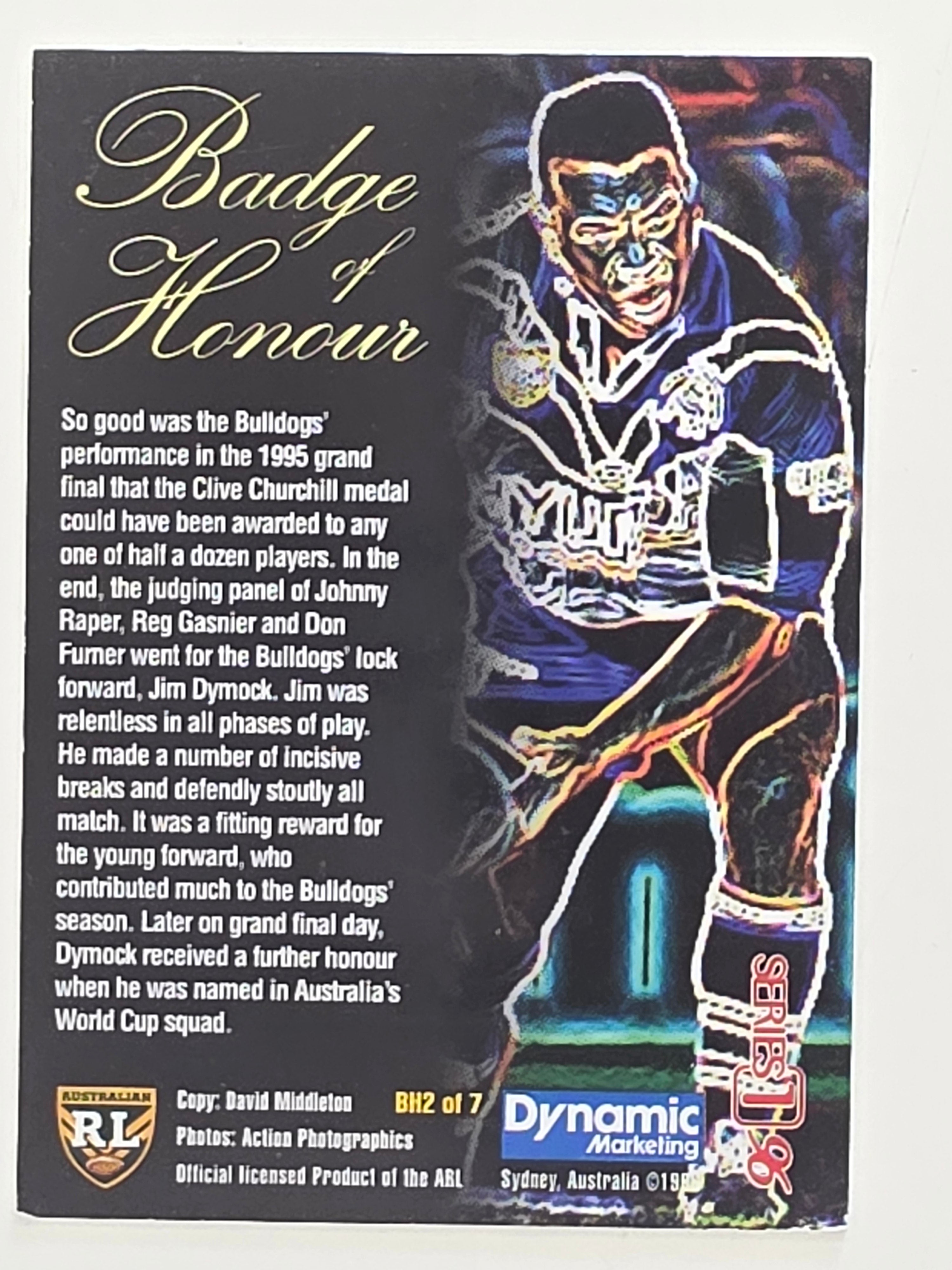NRL 1996 Dynamic Series 1 Base Card #BH2 Jim Dymock Parramatta Eels