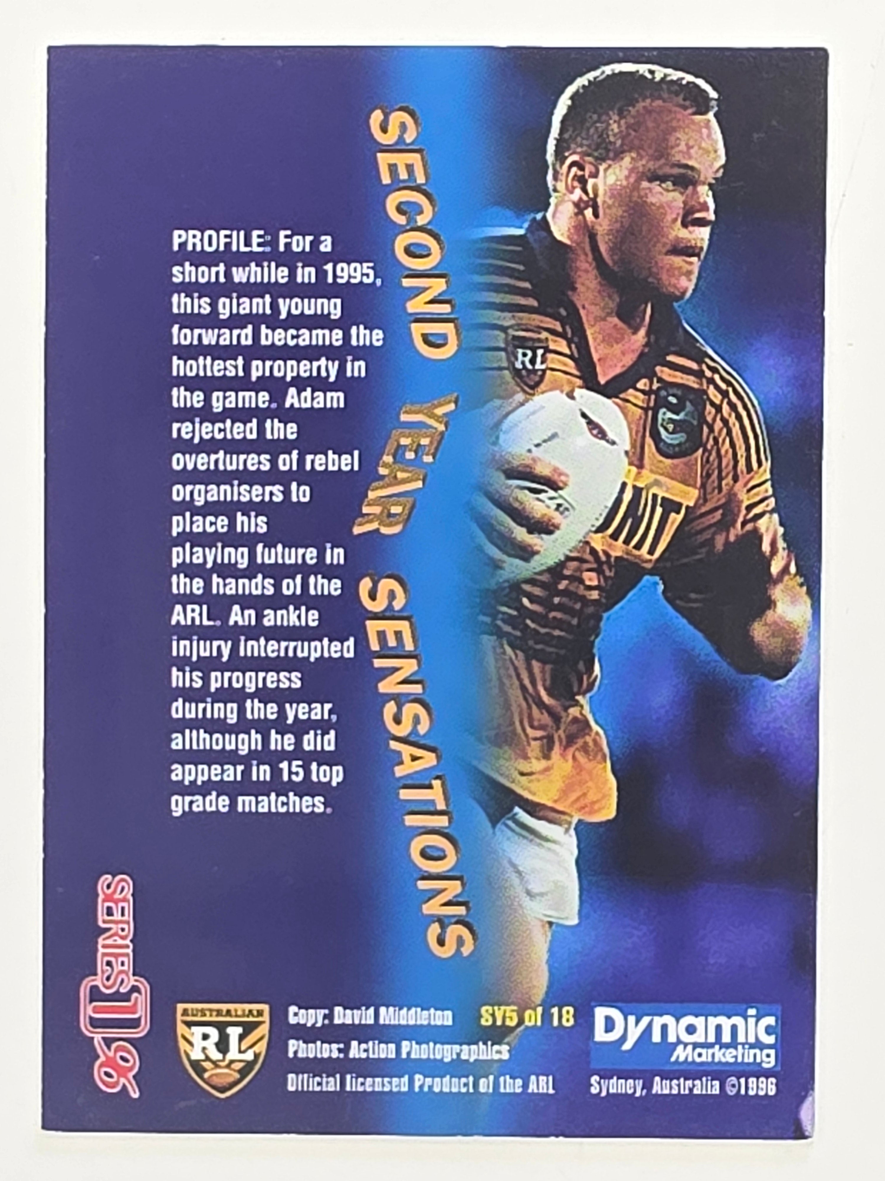 NRL 1996 Dynamic Series 1 Base Card #SY5 Adam Ritson Parramatta Eels